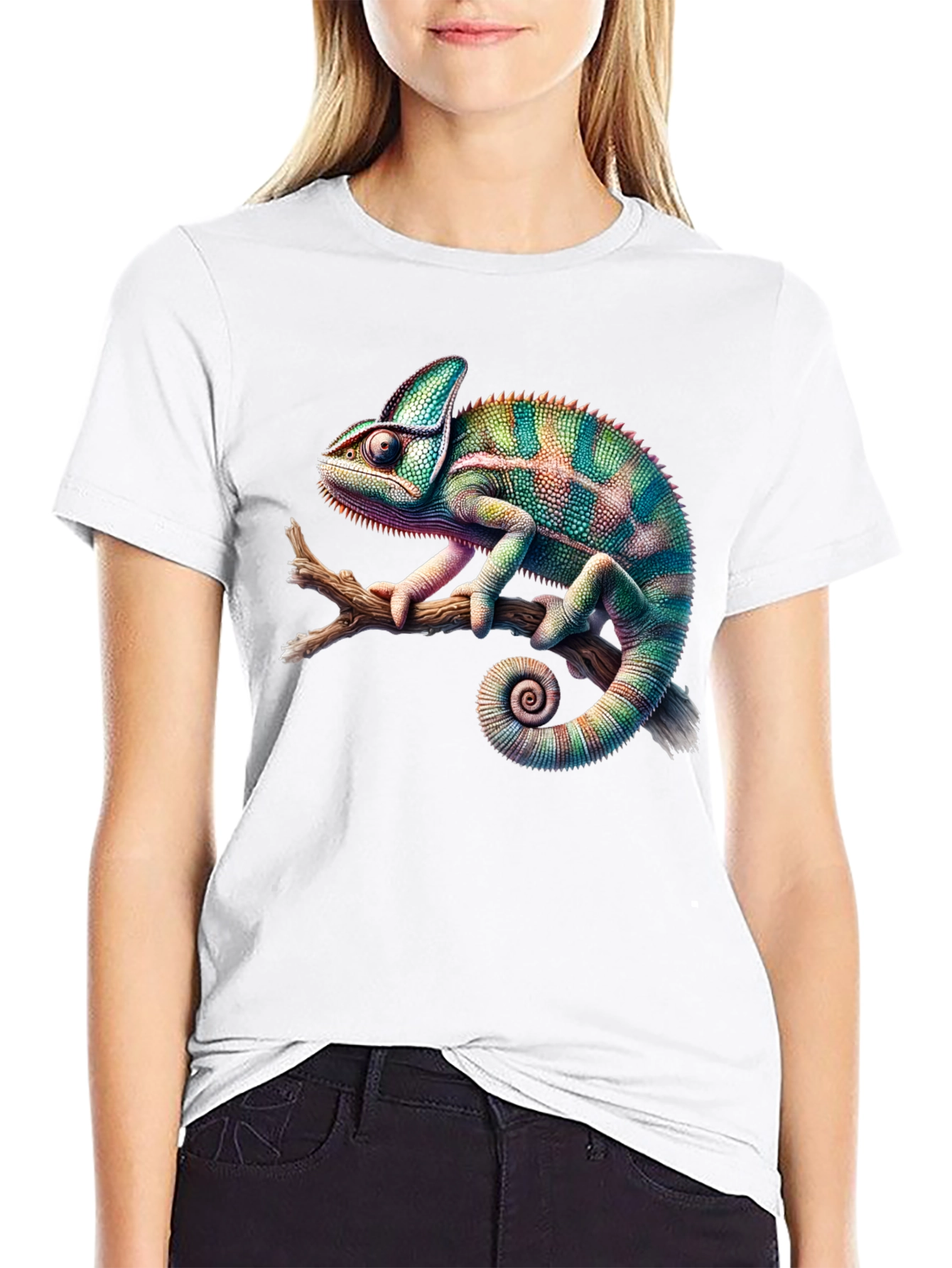 Chameleon Print Black T-Shirt