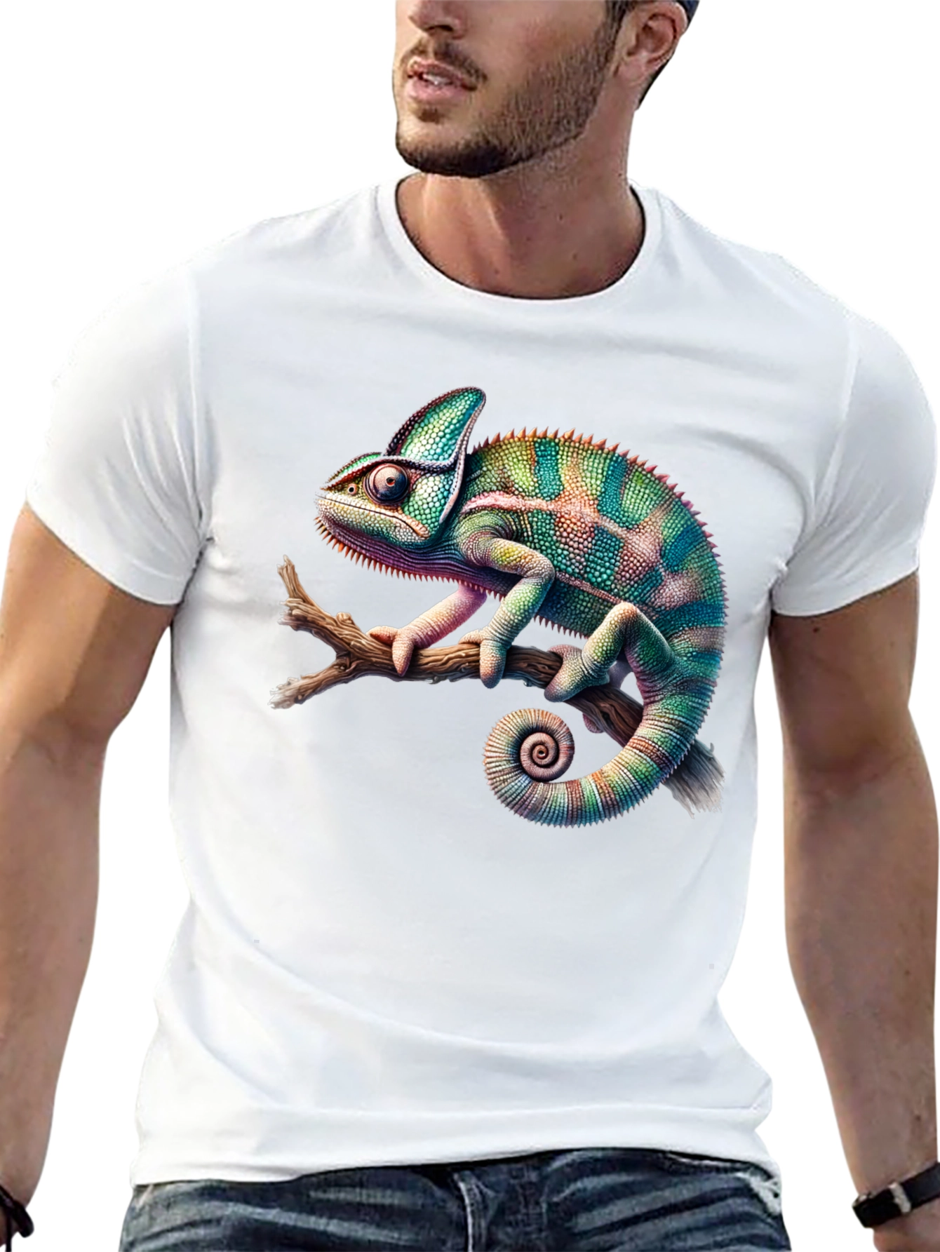 Chameleon Print Black T-Shirt