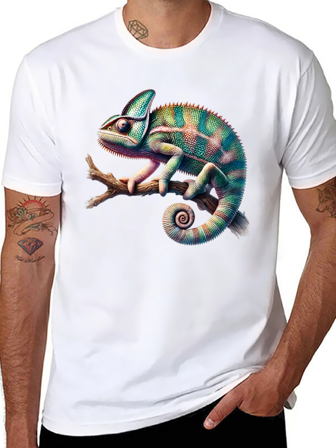 Chameleon Print Black T-Shirt