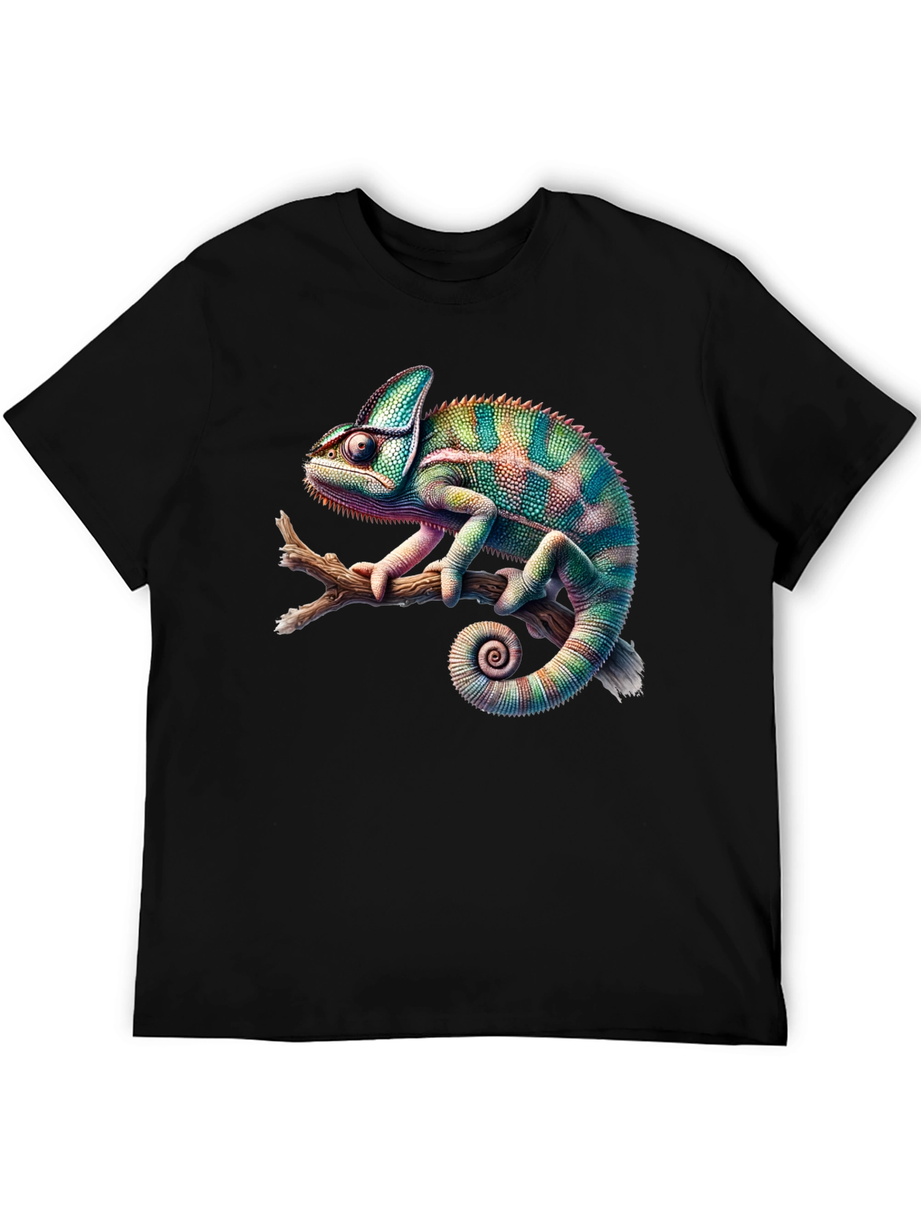 Chameleon Print Black T-Shirt