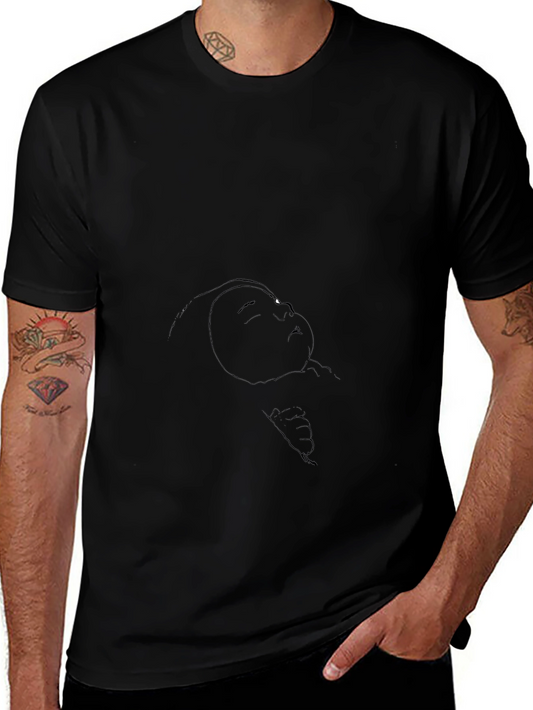 Black T-Shirt with Abstract Face Print