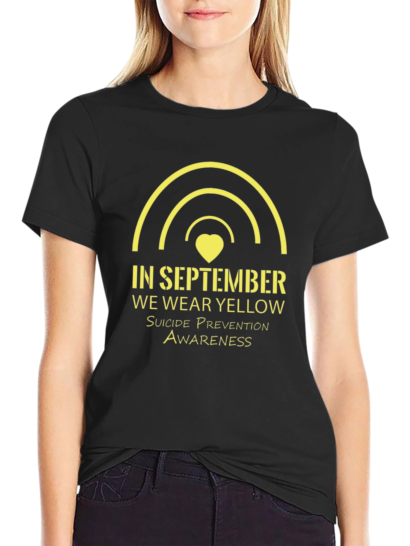 September Suicide Prevention Awareness Yellow Rainbow T-Shirt