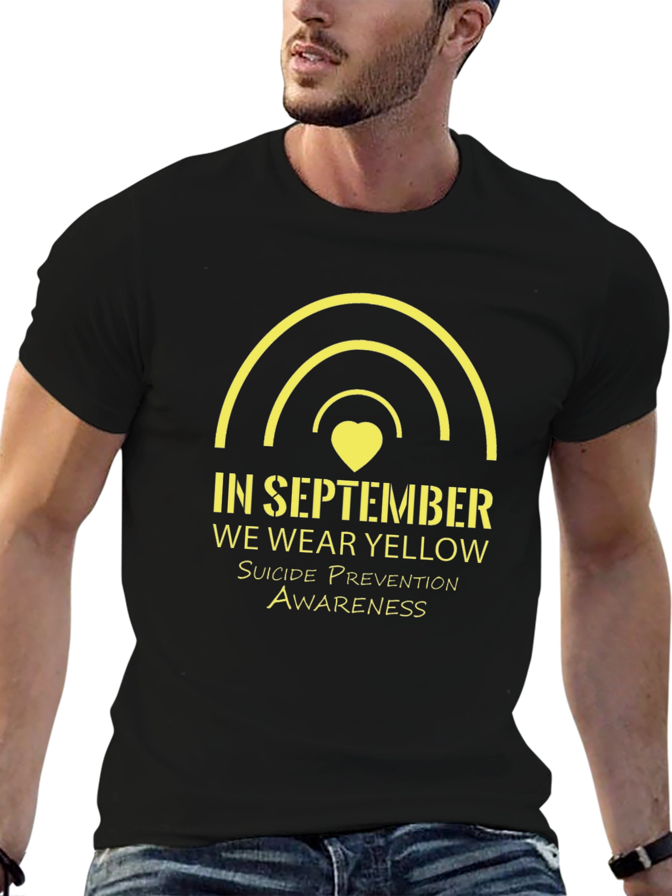 September Suicide Prevention Awareness Yellow Rainbow T-Shirt