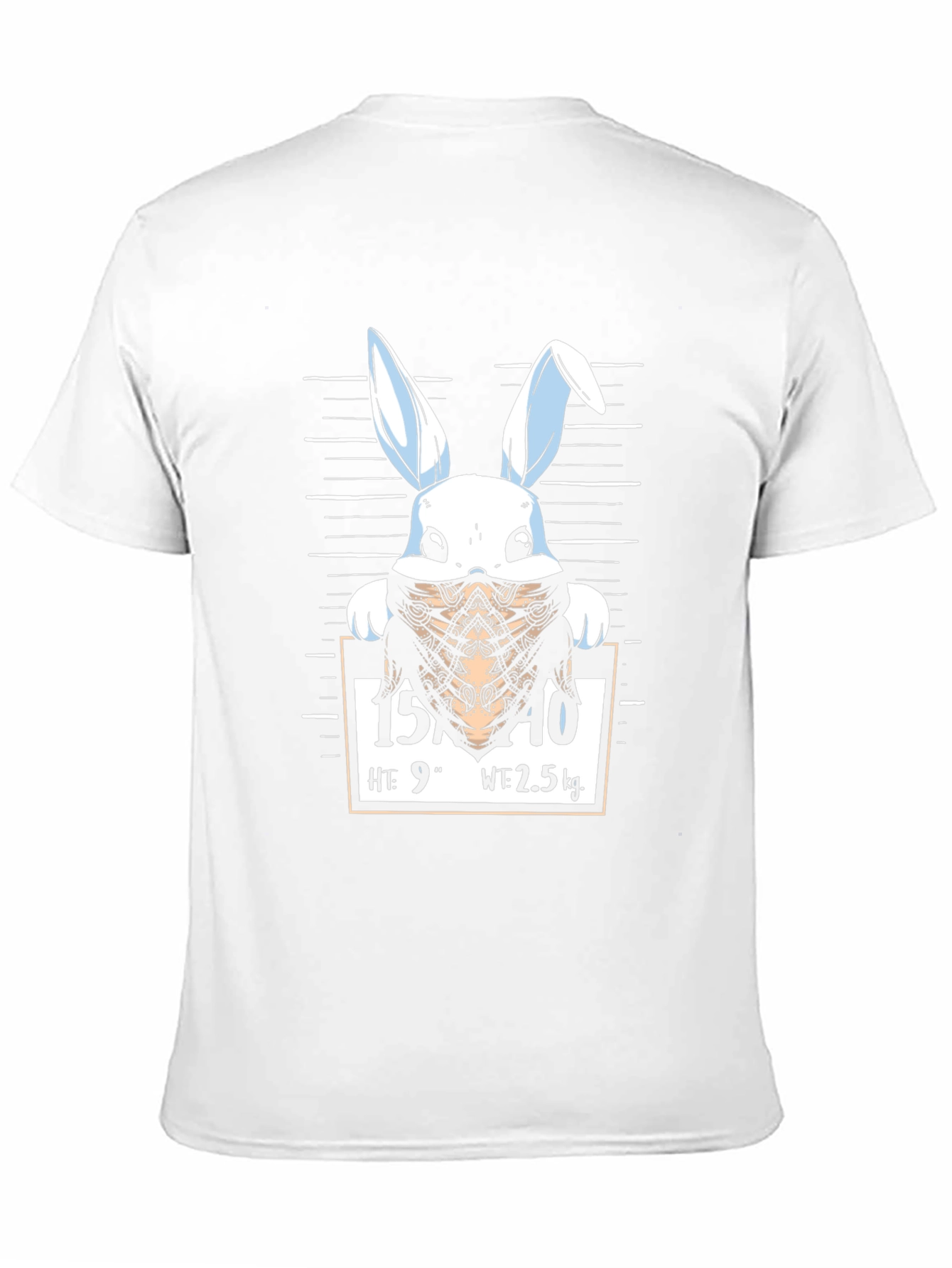 Funny Bunny Mugshot Black Graphic T-Shirt