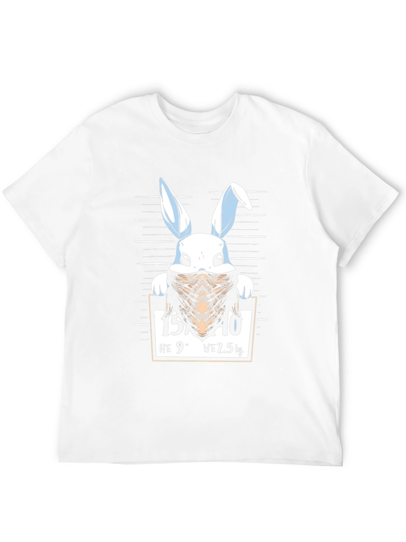 Funny Bunny Mugshot Black Graphic T-Shirt