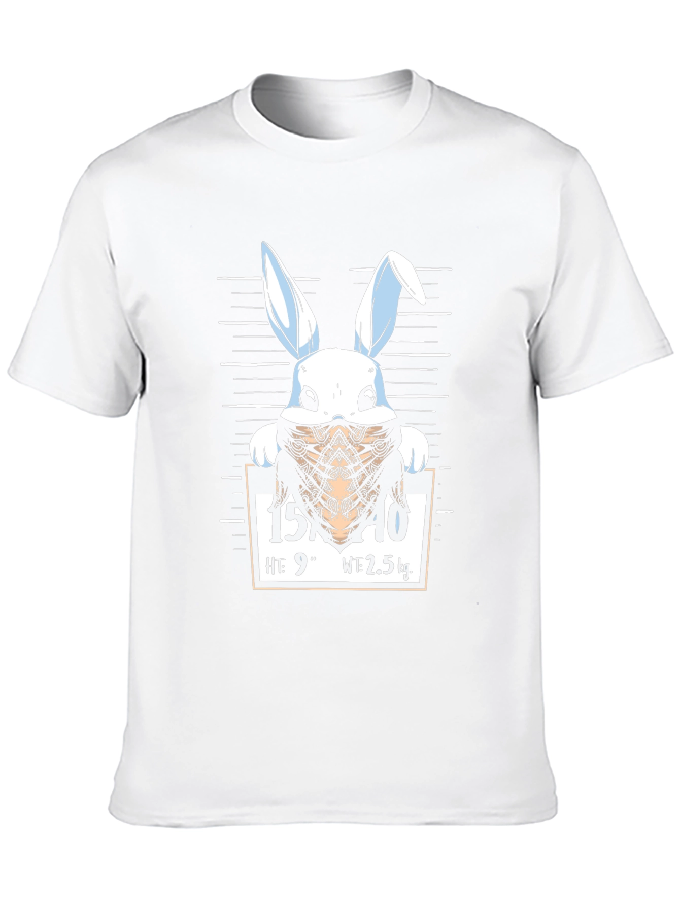 Funny Bunny Mugshot Black Graphic T-Shirt