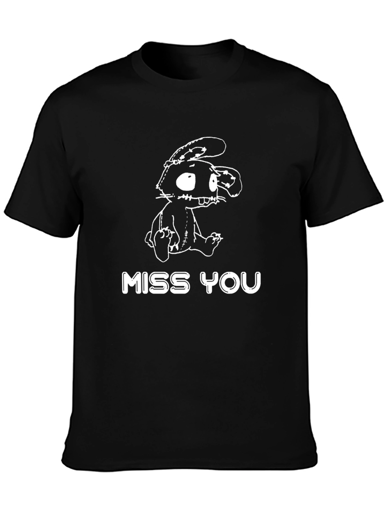 Miss You Creepy Bunny Black T-Shirt