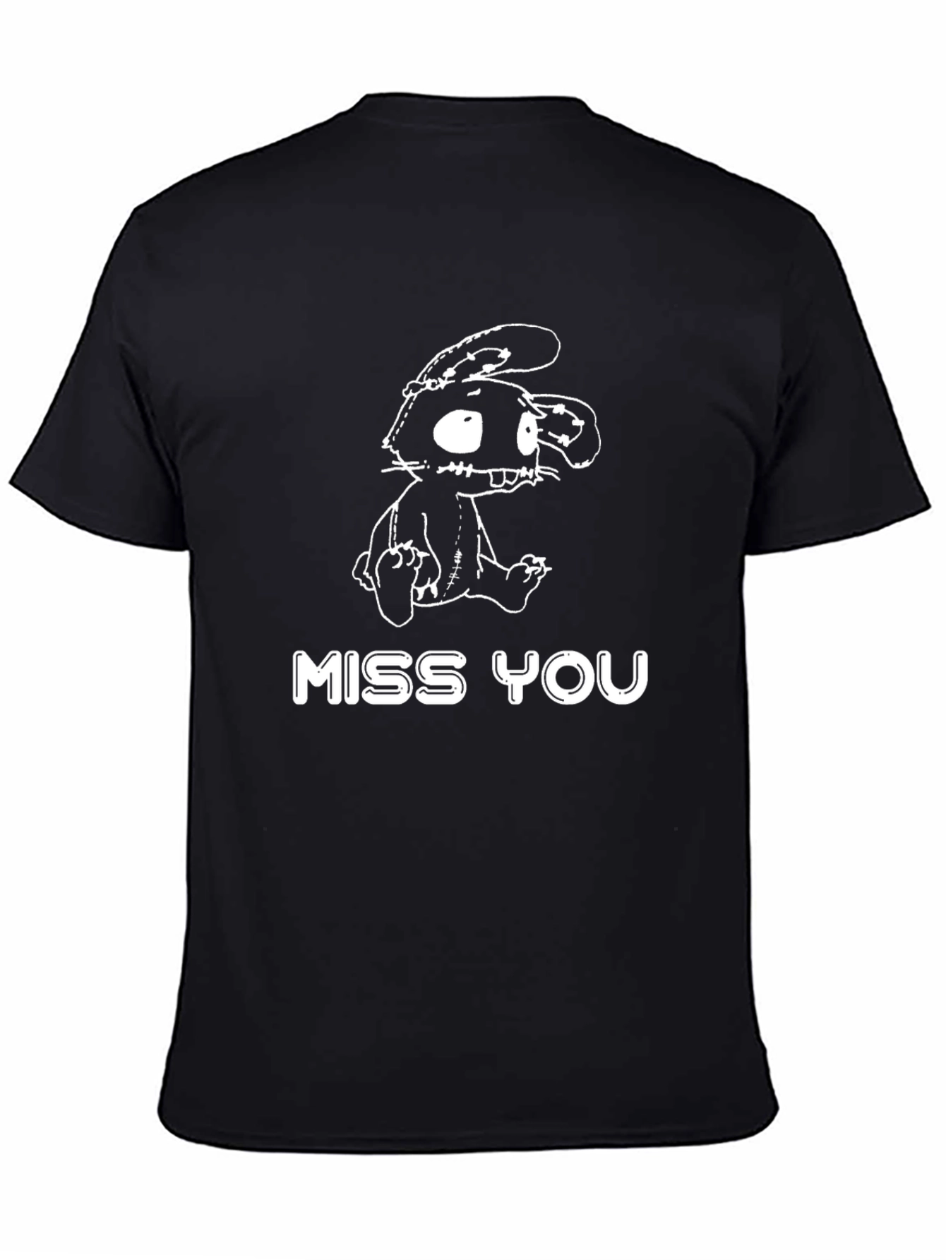 Miss You Creepy Bunny Black T-Shirt