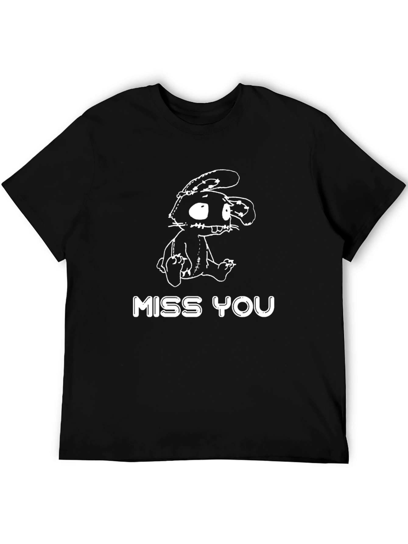 Miss You Creepy Bunny Black T-Shirt