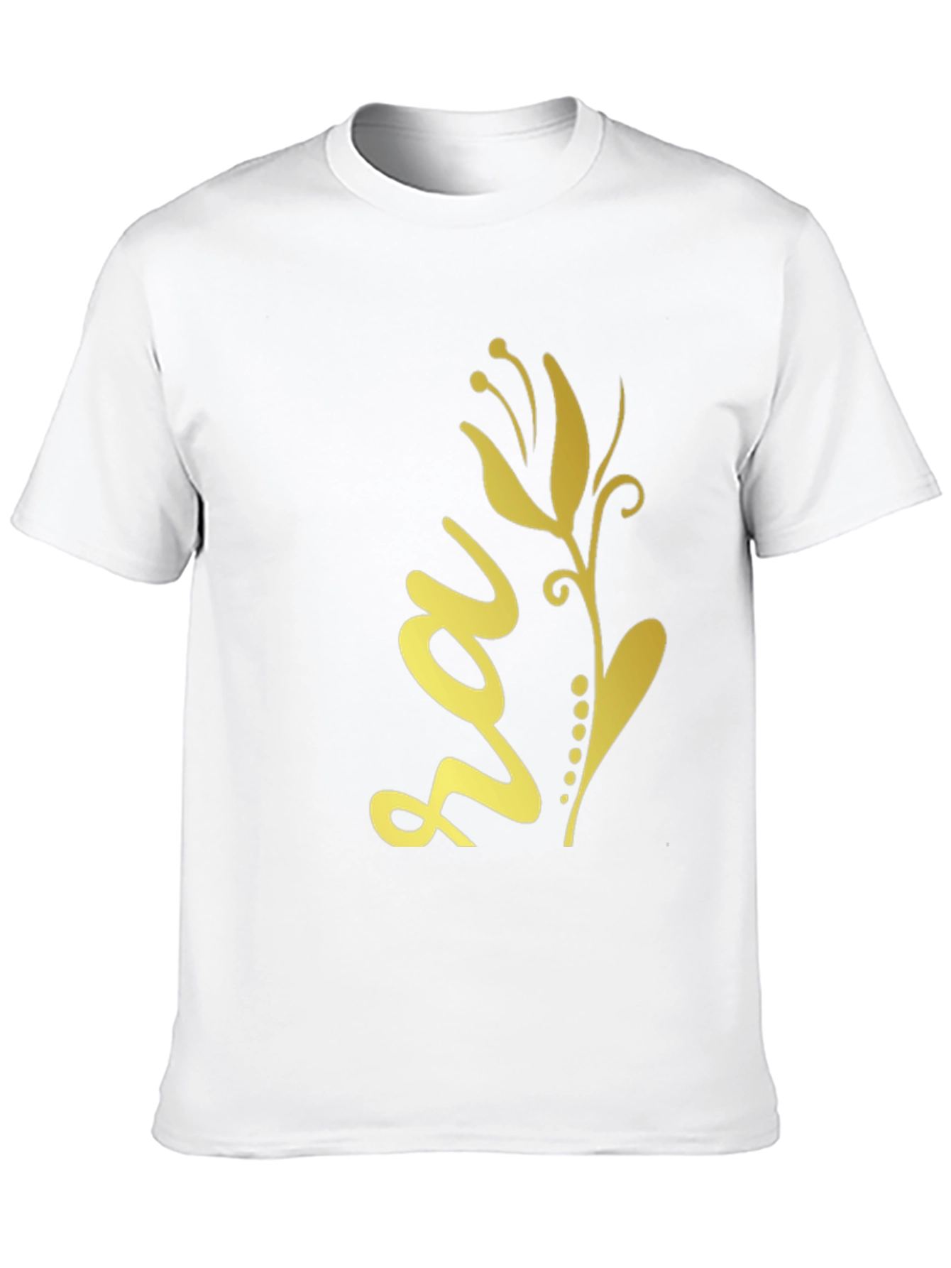 Black Tee with Golden Floral Design
