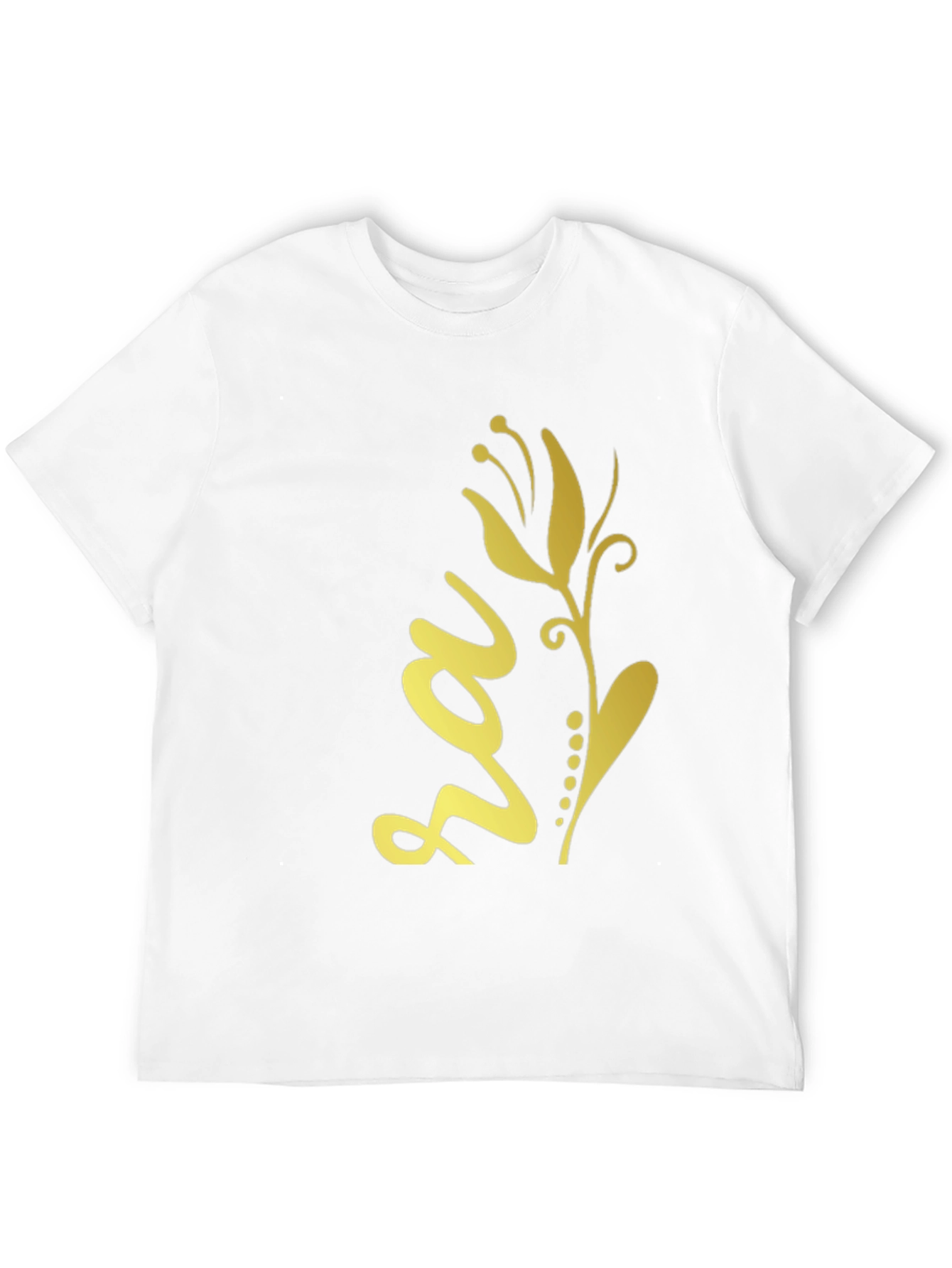 Black Tee with Golden Floral Design