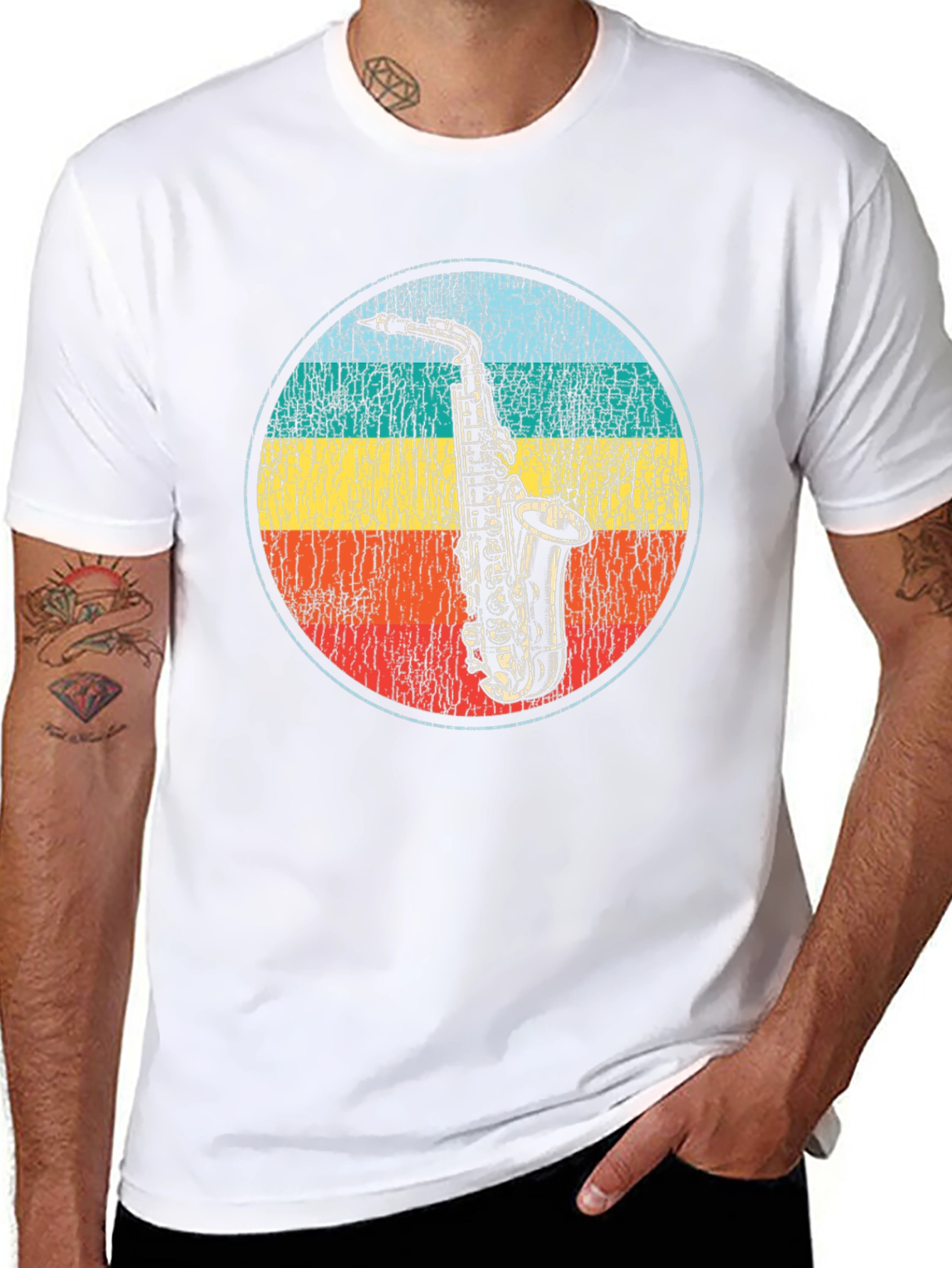 Retro Saxophone Graphic T-Shirt