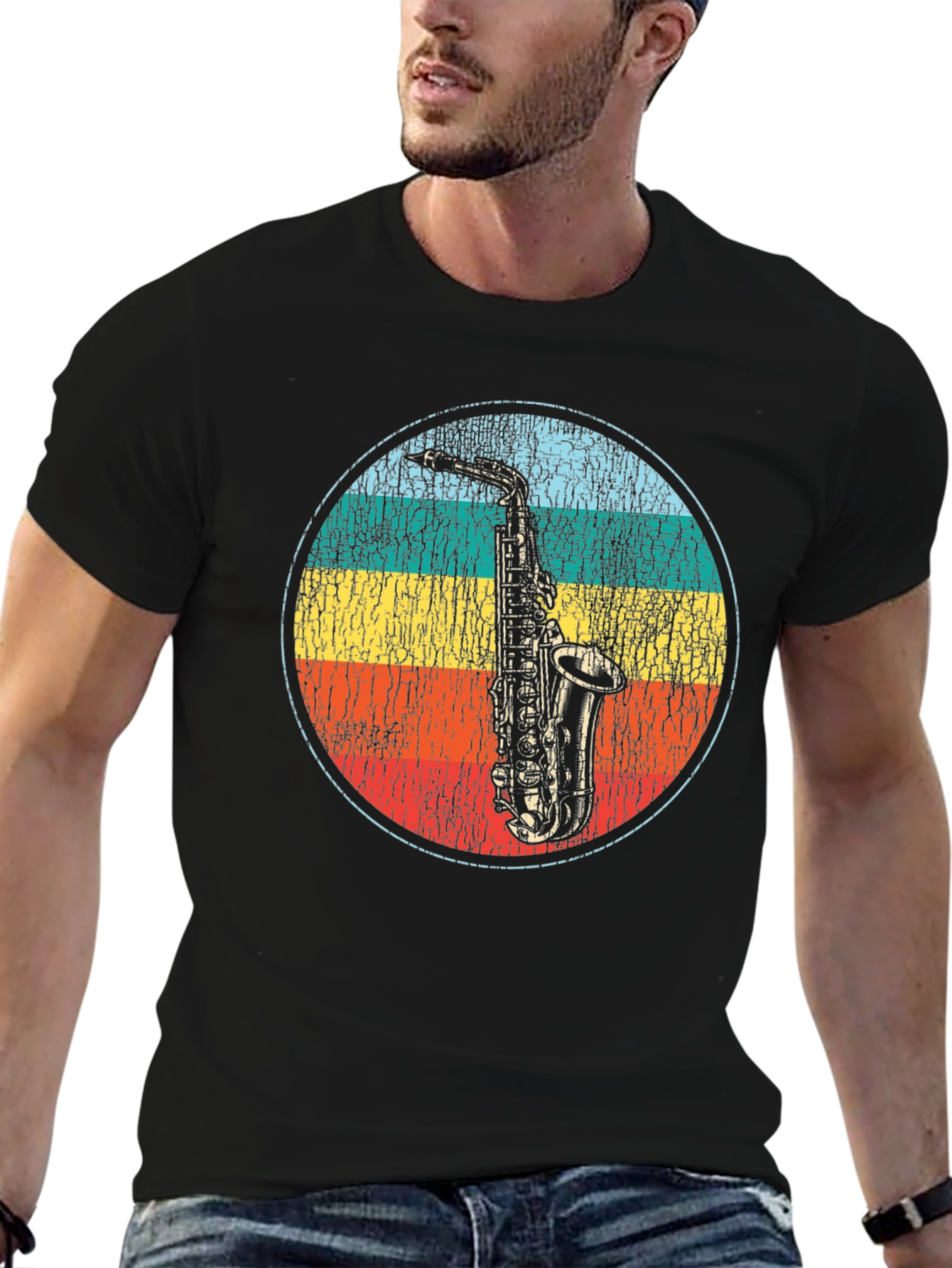 Retro Saxophone Graphic T-Shirt