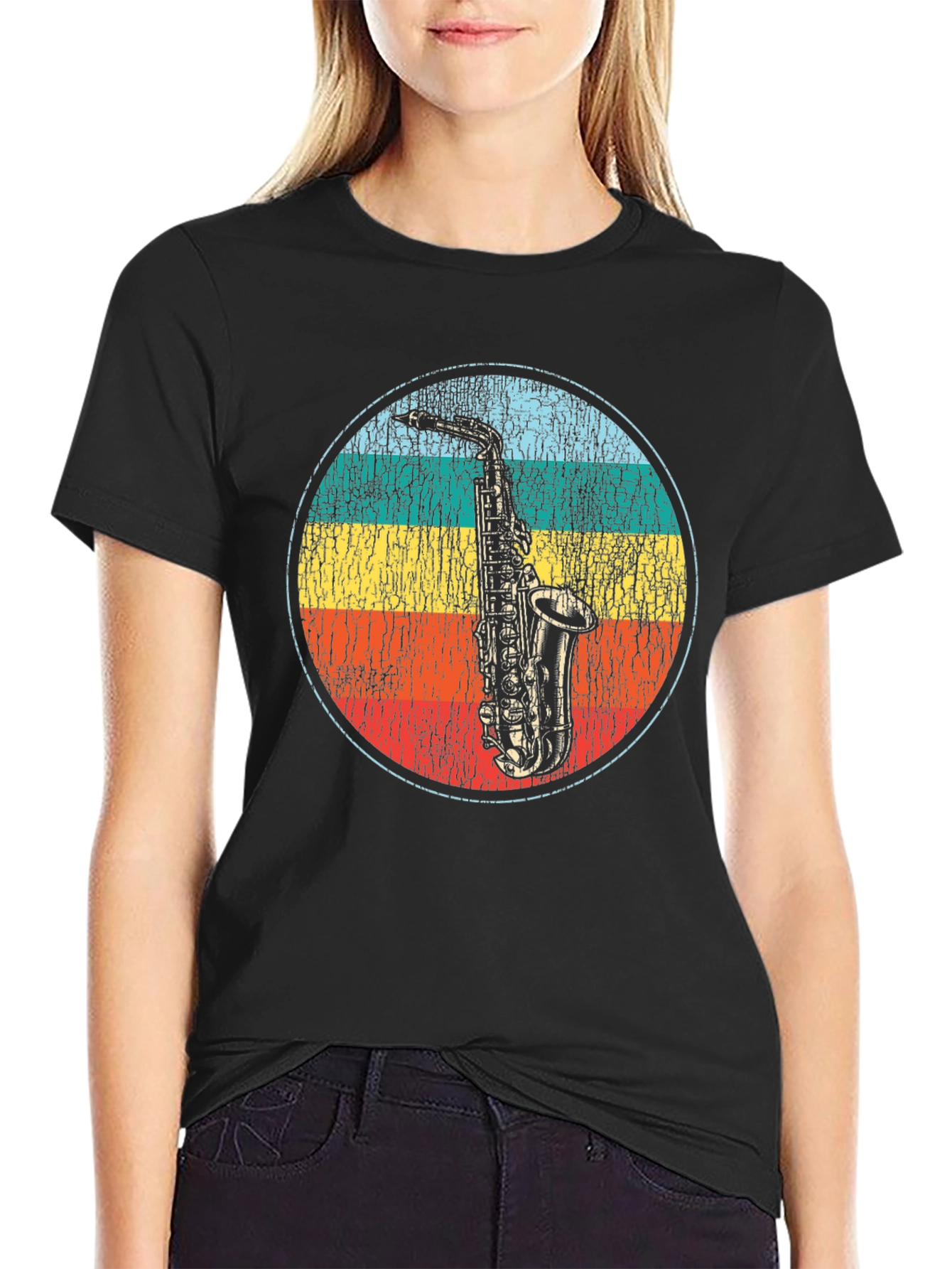 Retro Saxophone Graphic T-Shirt