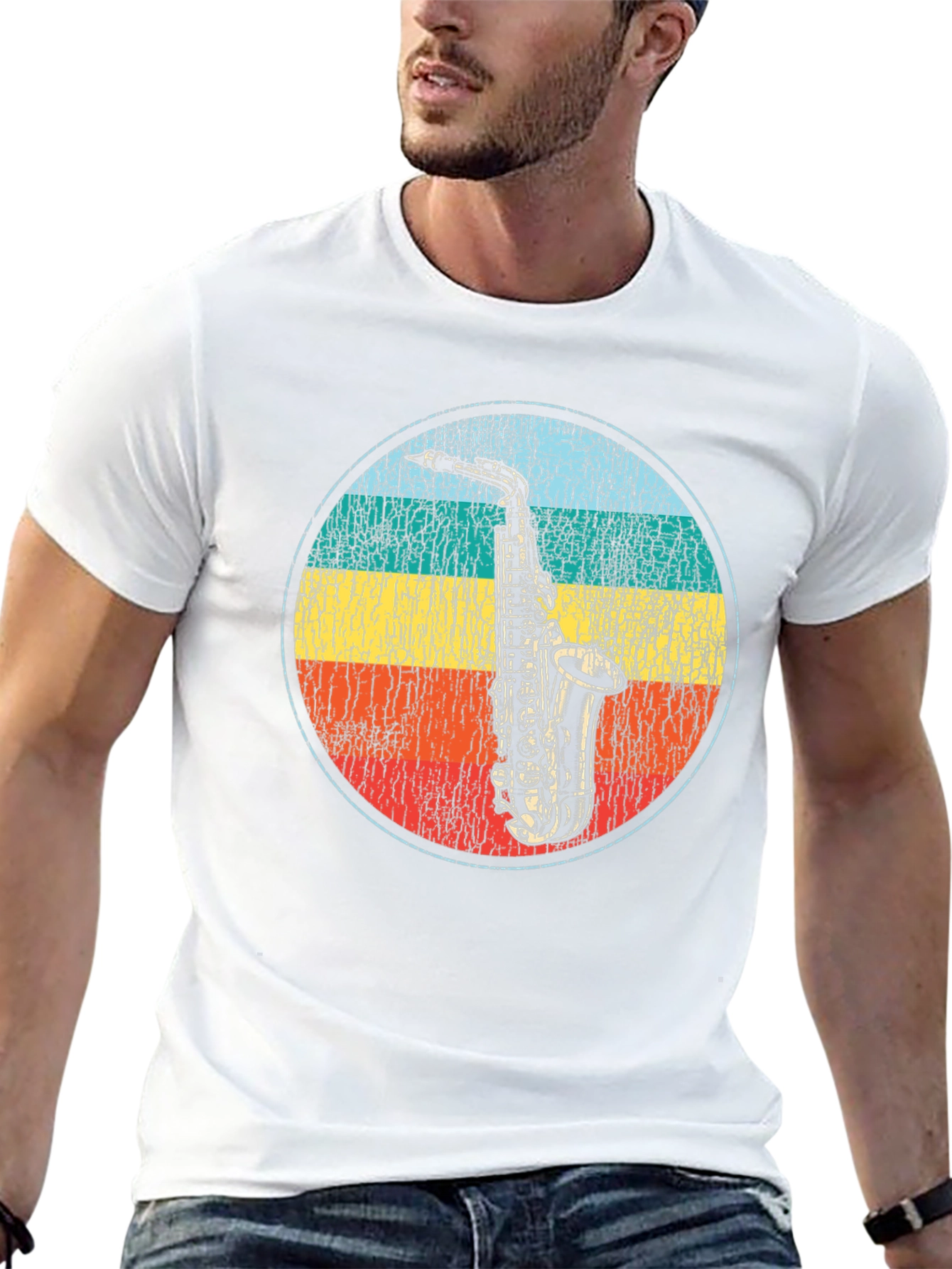 Retro Saxophone Graphic T-Shirt