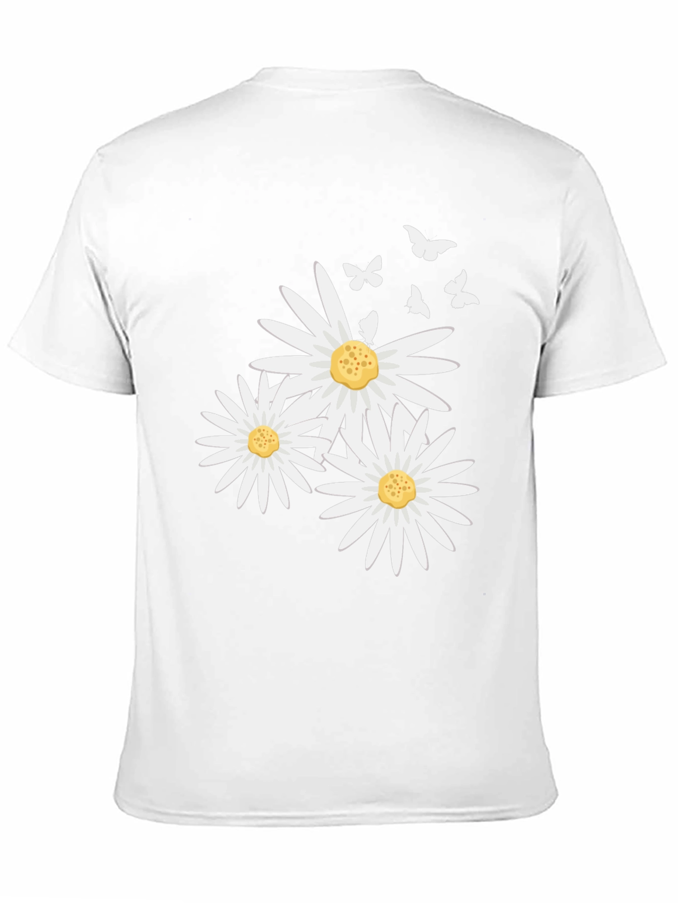 Daisy and Butterfly Print Black T-Shirt