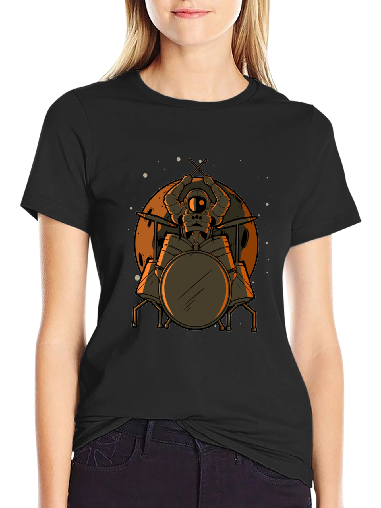 Astronaut Drummer Graphic T-Shirt
