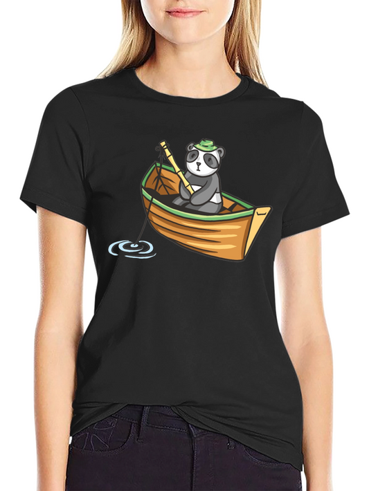 Panda Fishing T-Shirt - Cute Graphic Tee