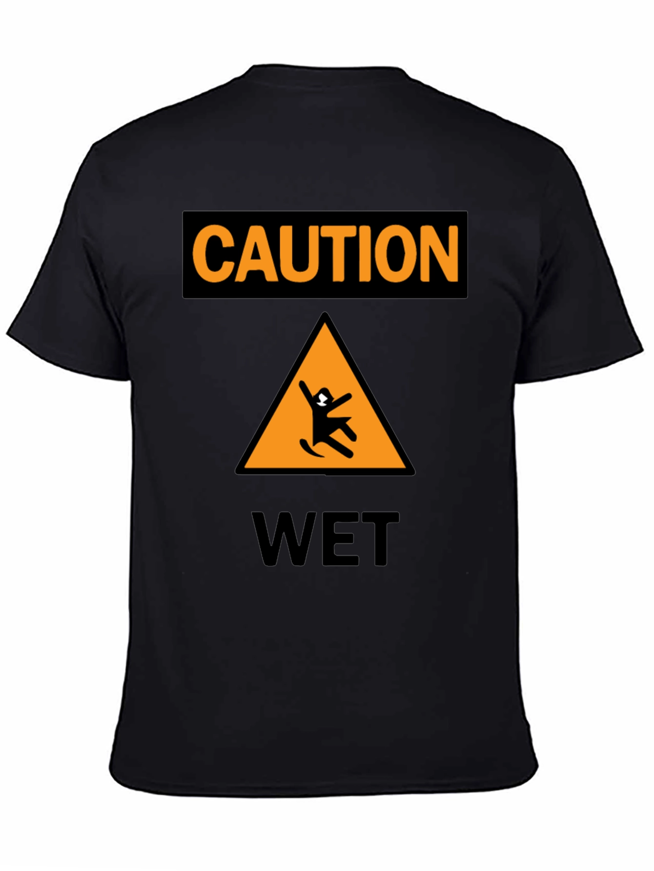Caution Wet Floor Black Graphic T-Shirt