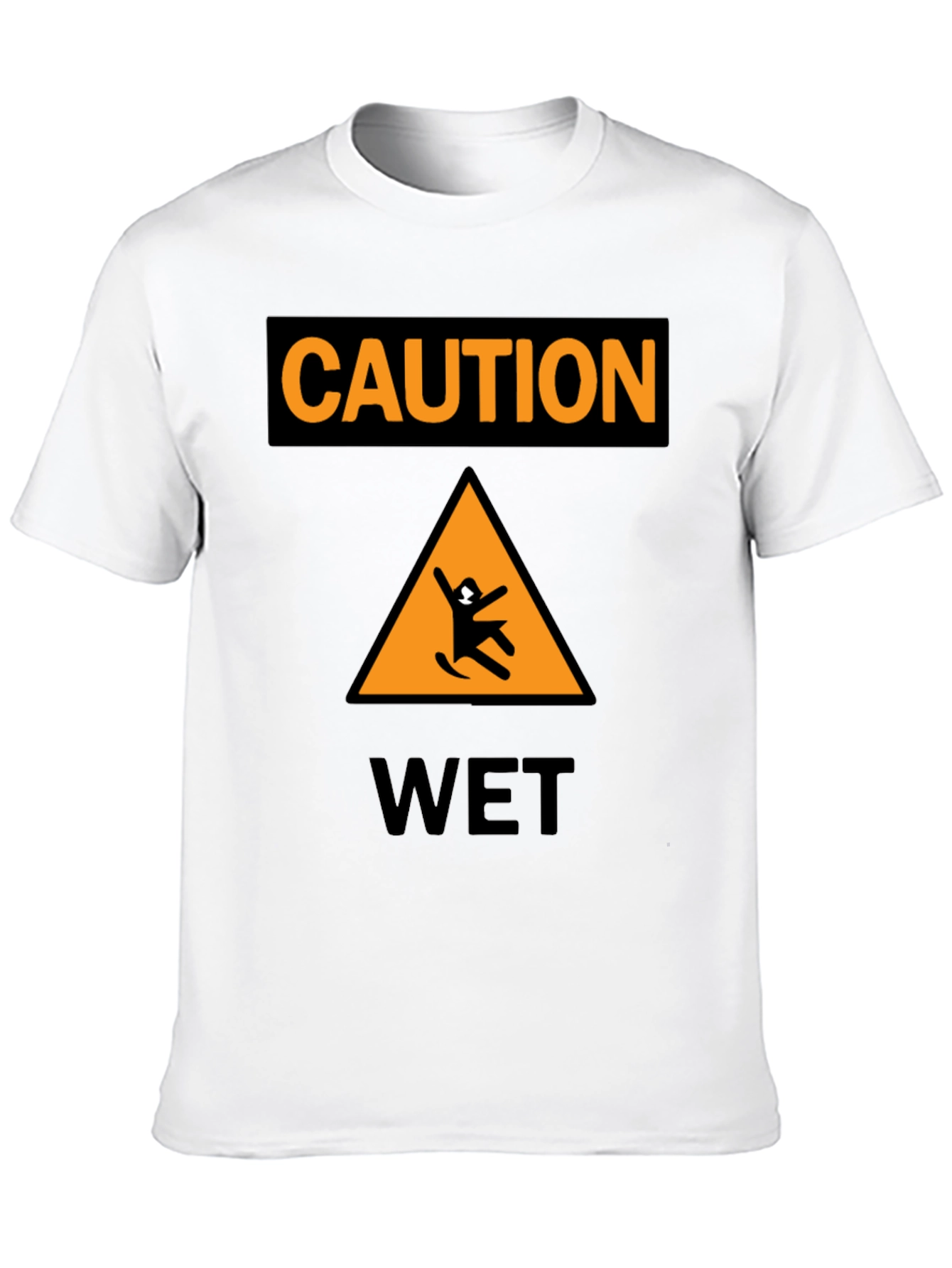 Caution Wet Floor Black Graphic T-Shirt