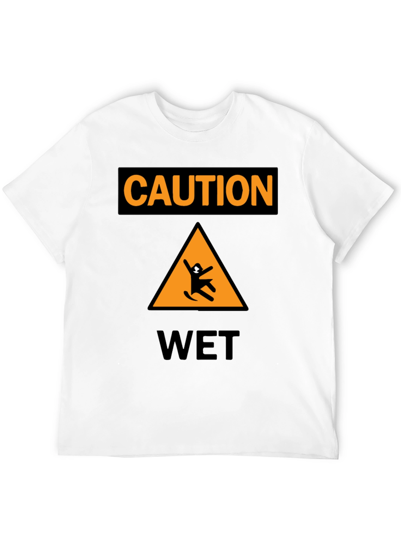 Caution Wet Floor Black Graphic T-Shirt