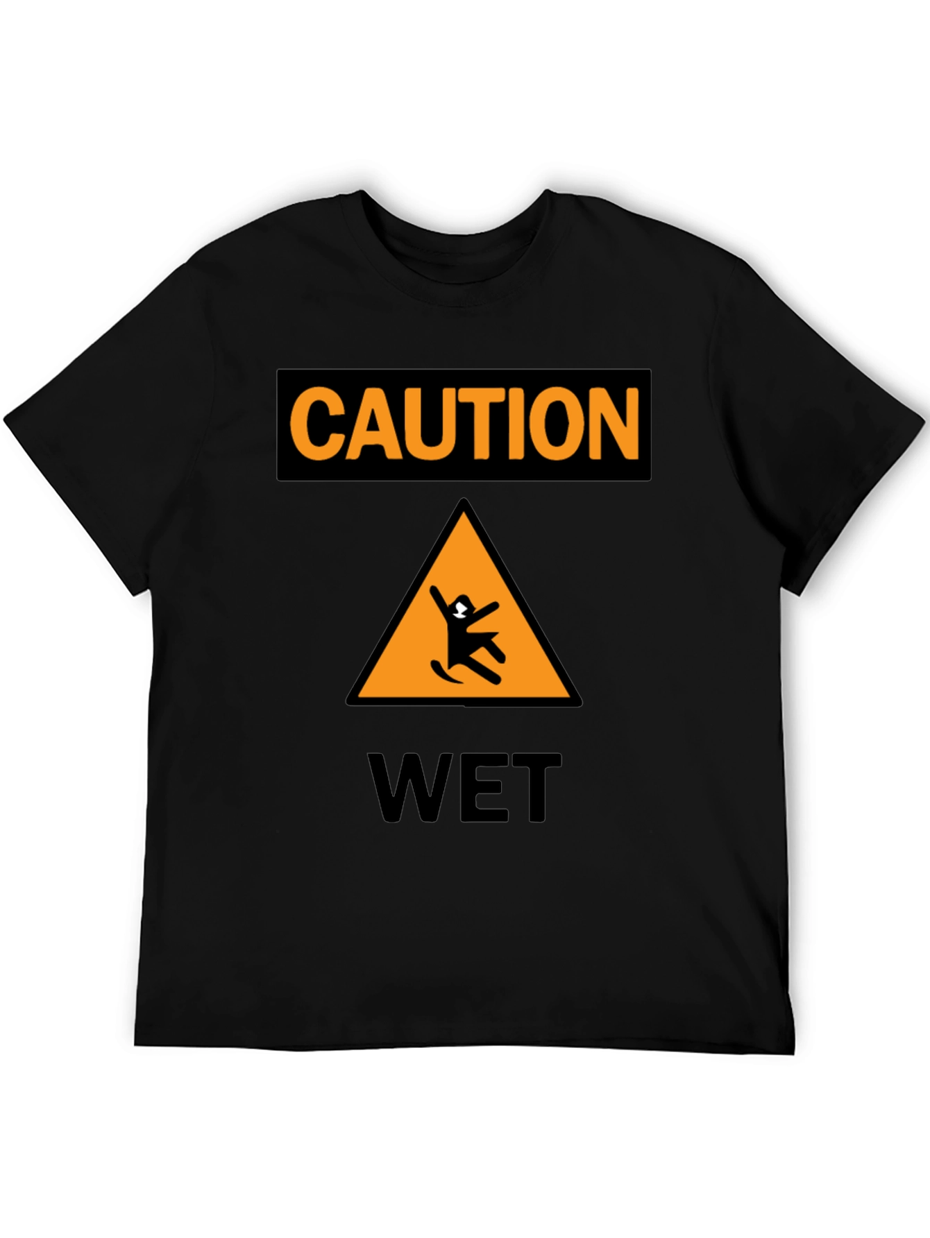 Caution Wet Floor Black Graphic T-Shirt