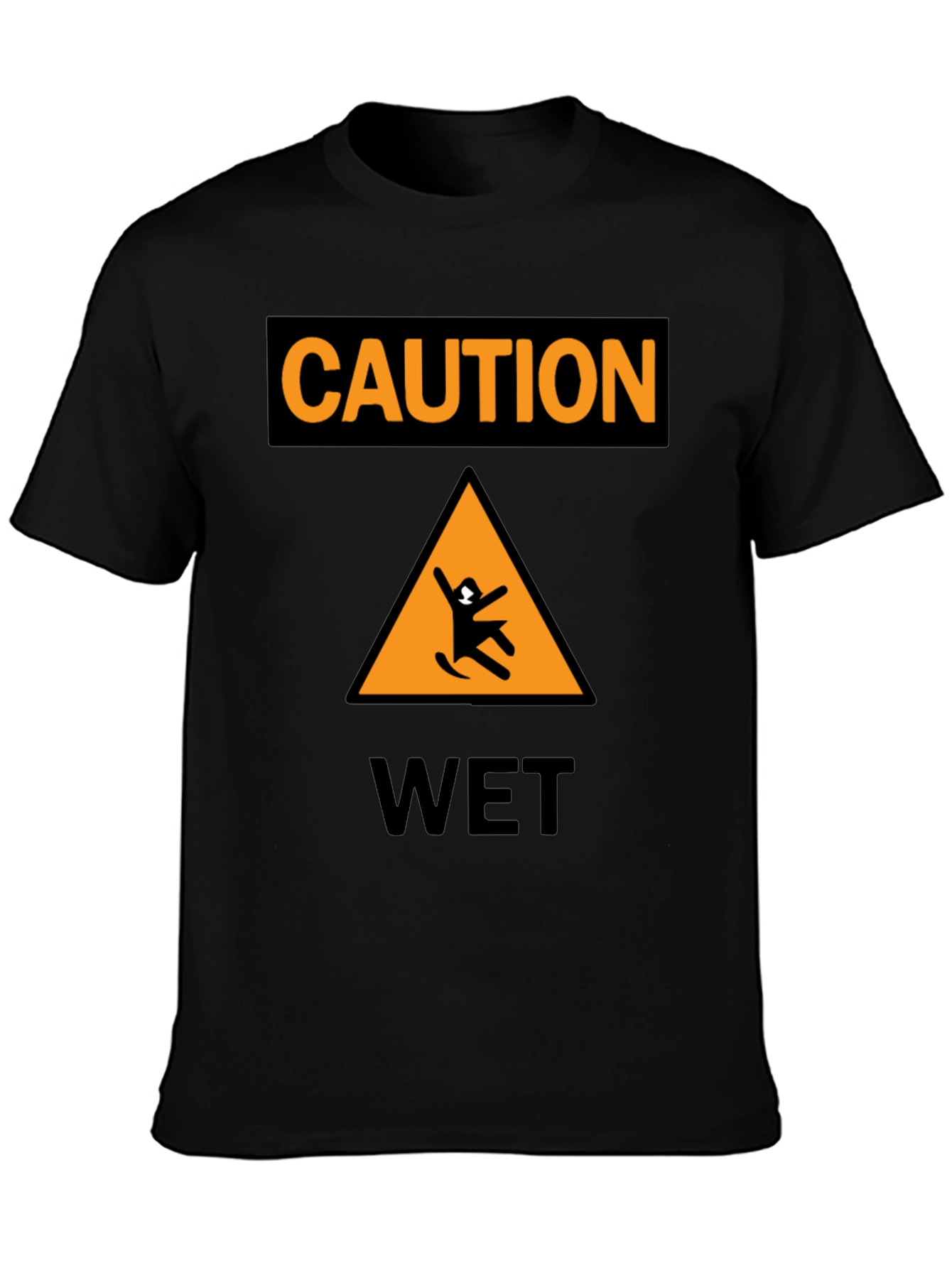 Caution Wet Floor Black Graphic T-Shirt
