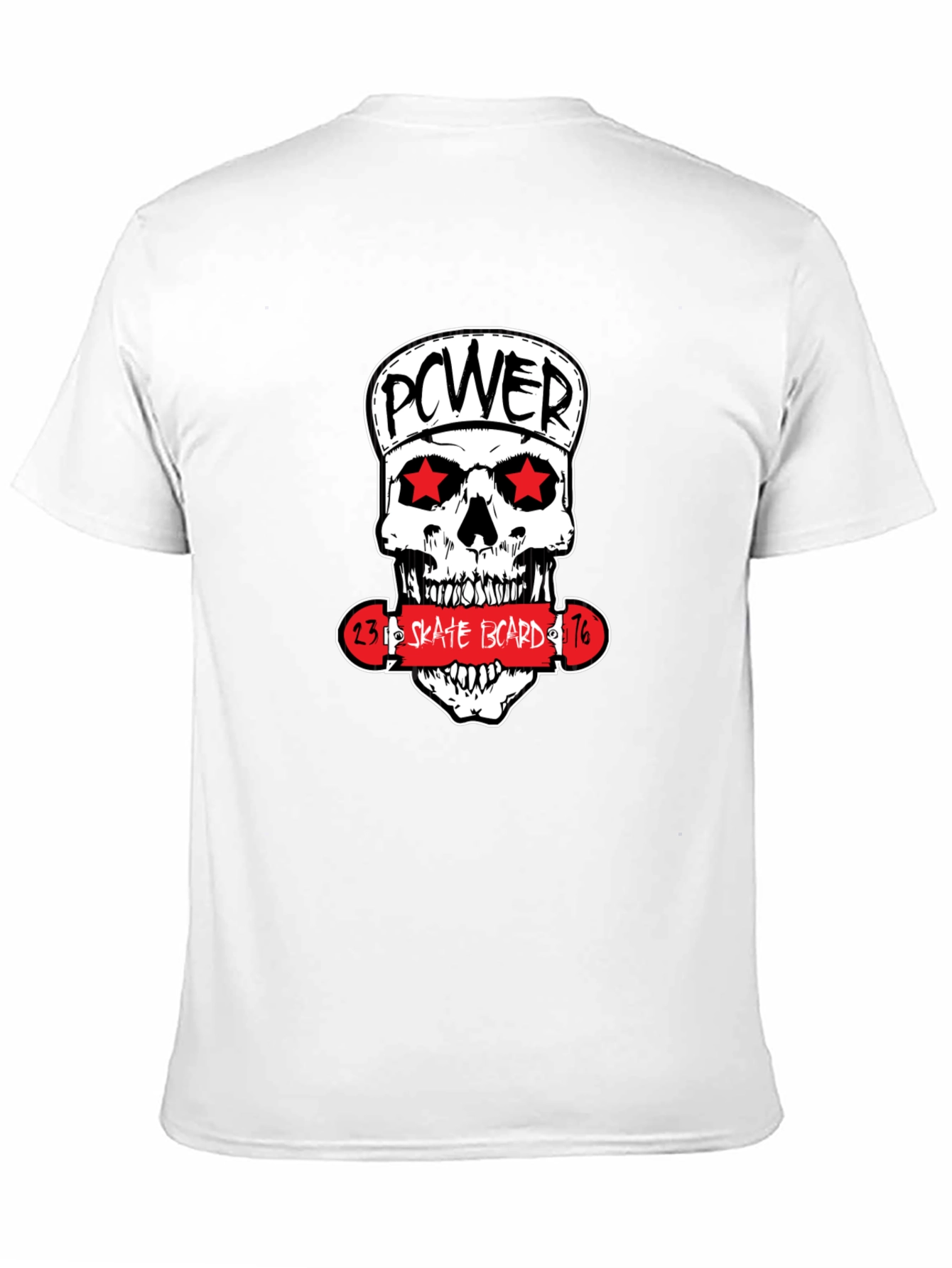 Power Skate Board Skull Graphic T-Shirt