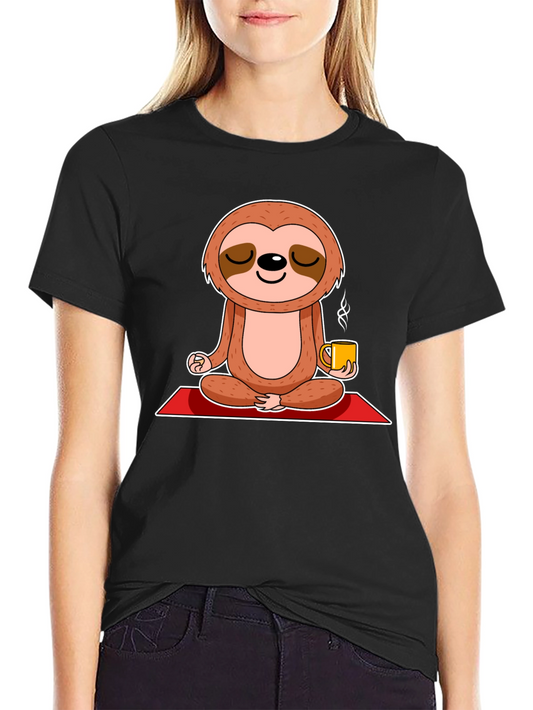 Zen Sloth Coffee T-Shirt - Meditating Animal Tee