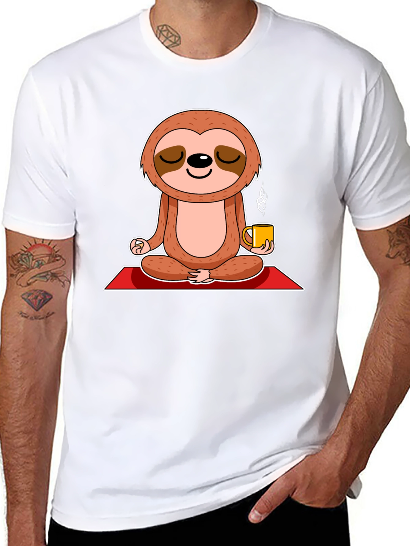 Zen Sloth Coffee T-Shirt - Meditating Animal Tee