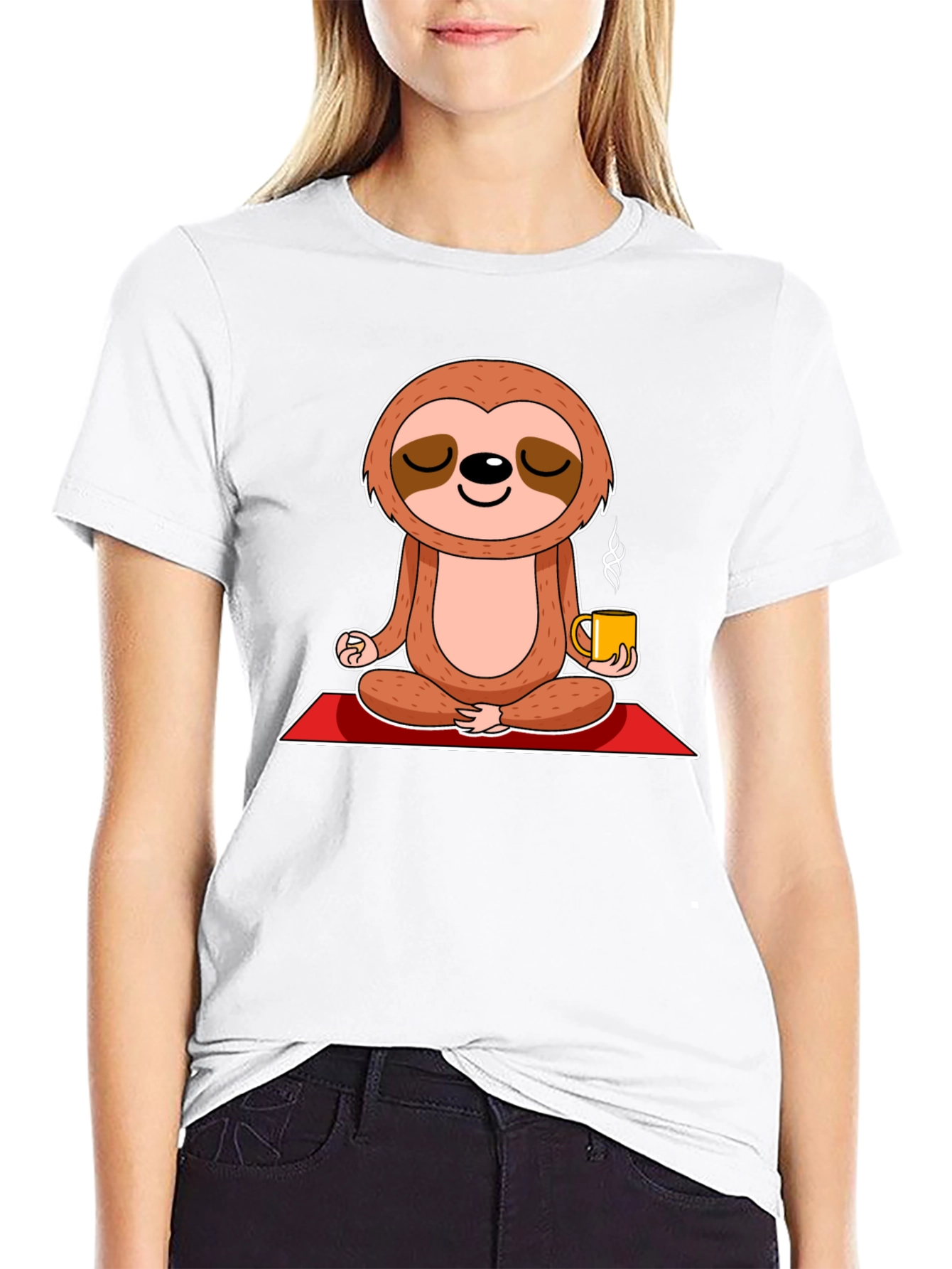 Zen Sloth Coffee T-Shirt - Meditating Animal Tee