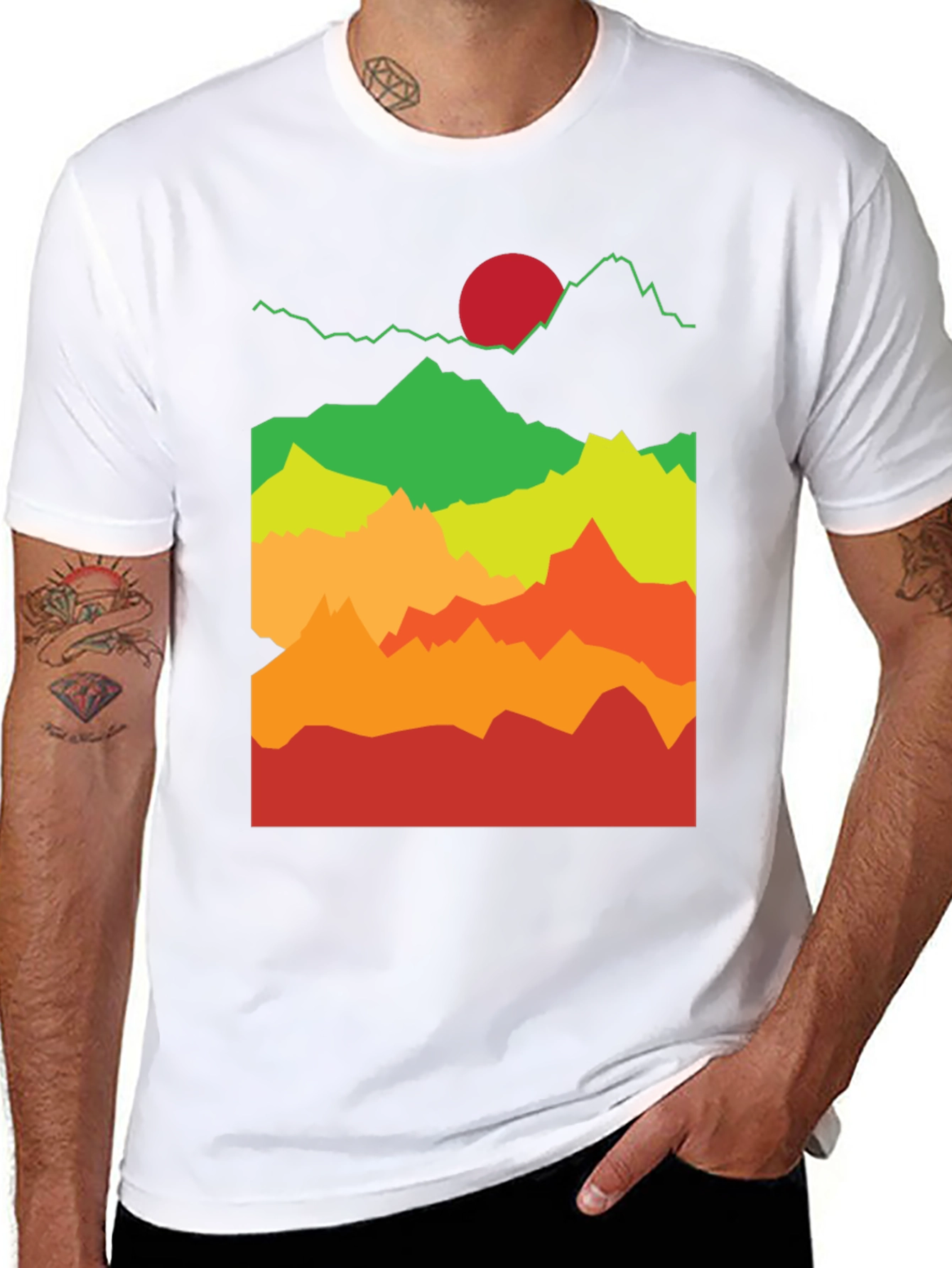 Mountain Sunset Graphic Tee - Black Cotton T-Shirt