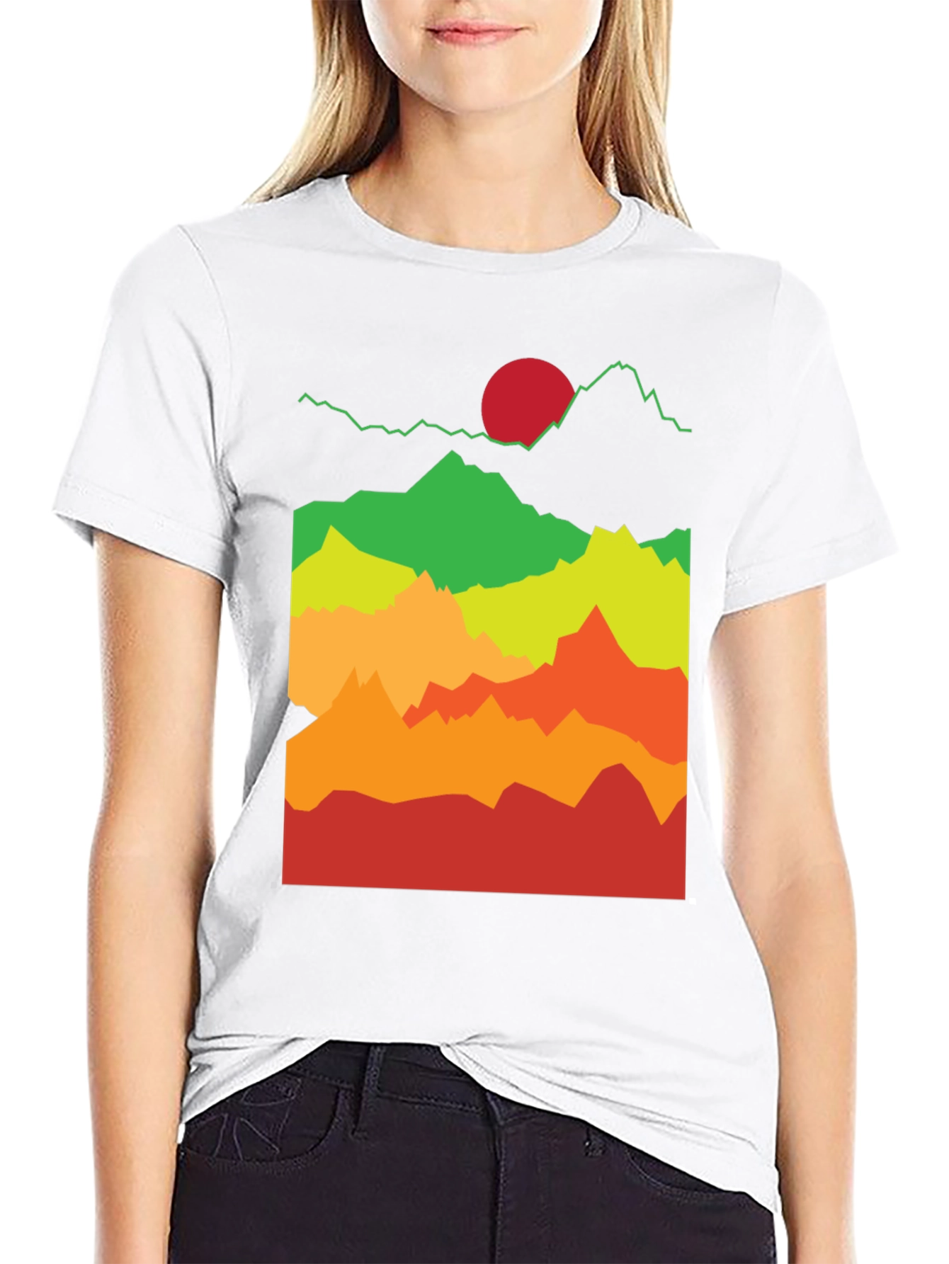 Mountain Sunset Graphic Tee - Black Cotton T-Shirt