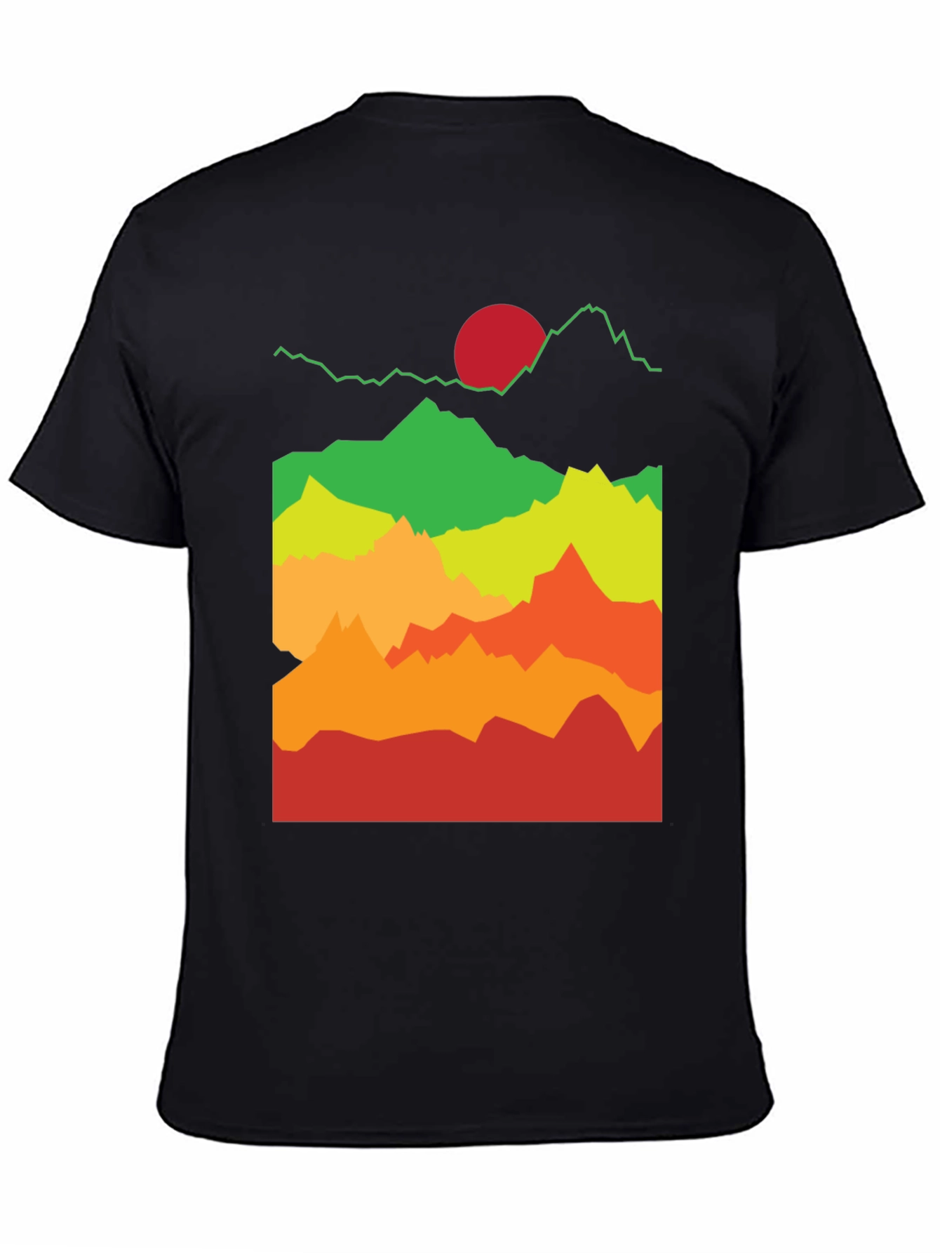 Mountain Sunset Graphic Tee - Black Cotton T-Shirt
