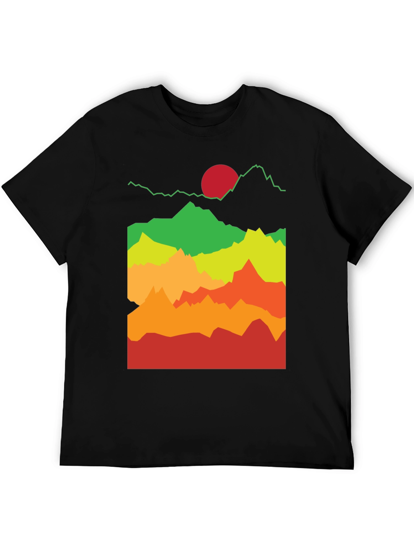 Mountain Sunset Graphic Tee - Black Cotton T-Shirt