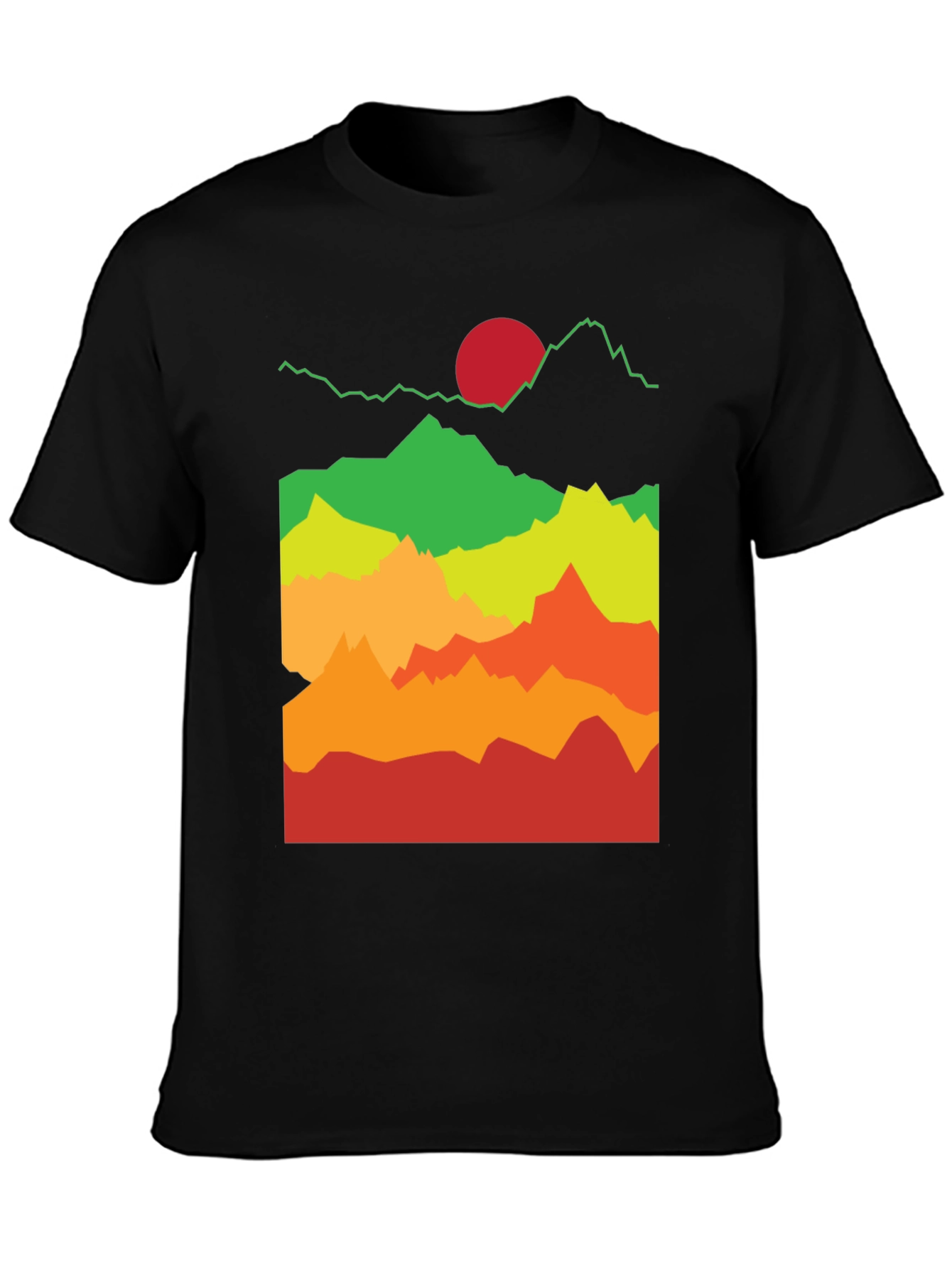 Mountain Sunset Graphic Tee - Black Cotton T-Shirt
