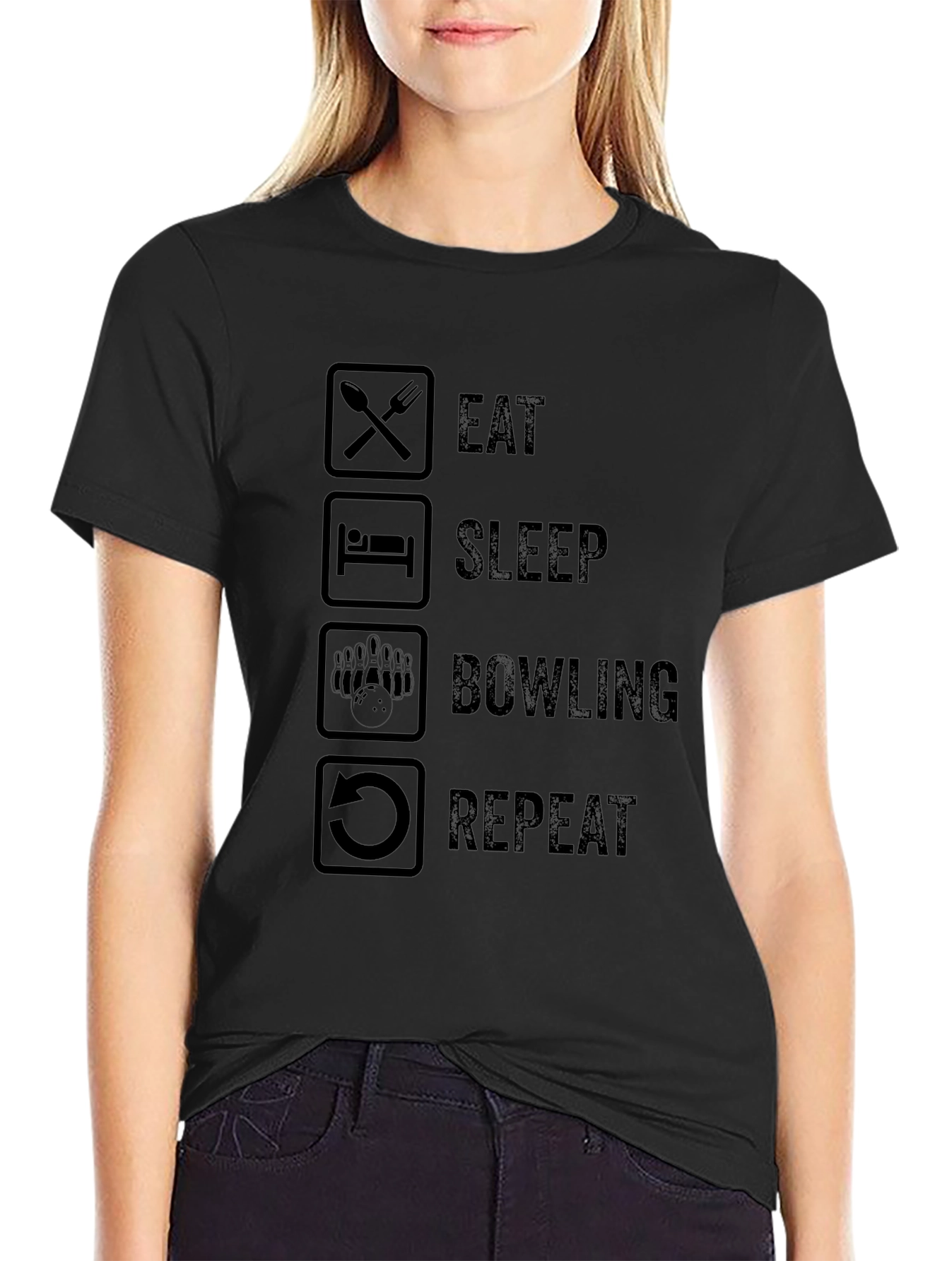 Eat Sleep Bowling Repeat Graphic Tee