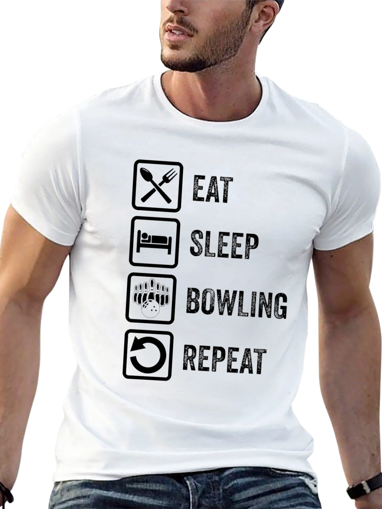 Eat Sleep Bowling Repeat Graphic Tee