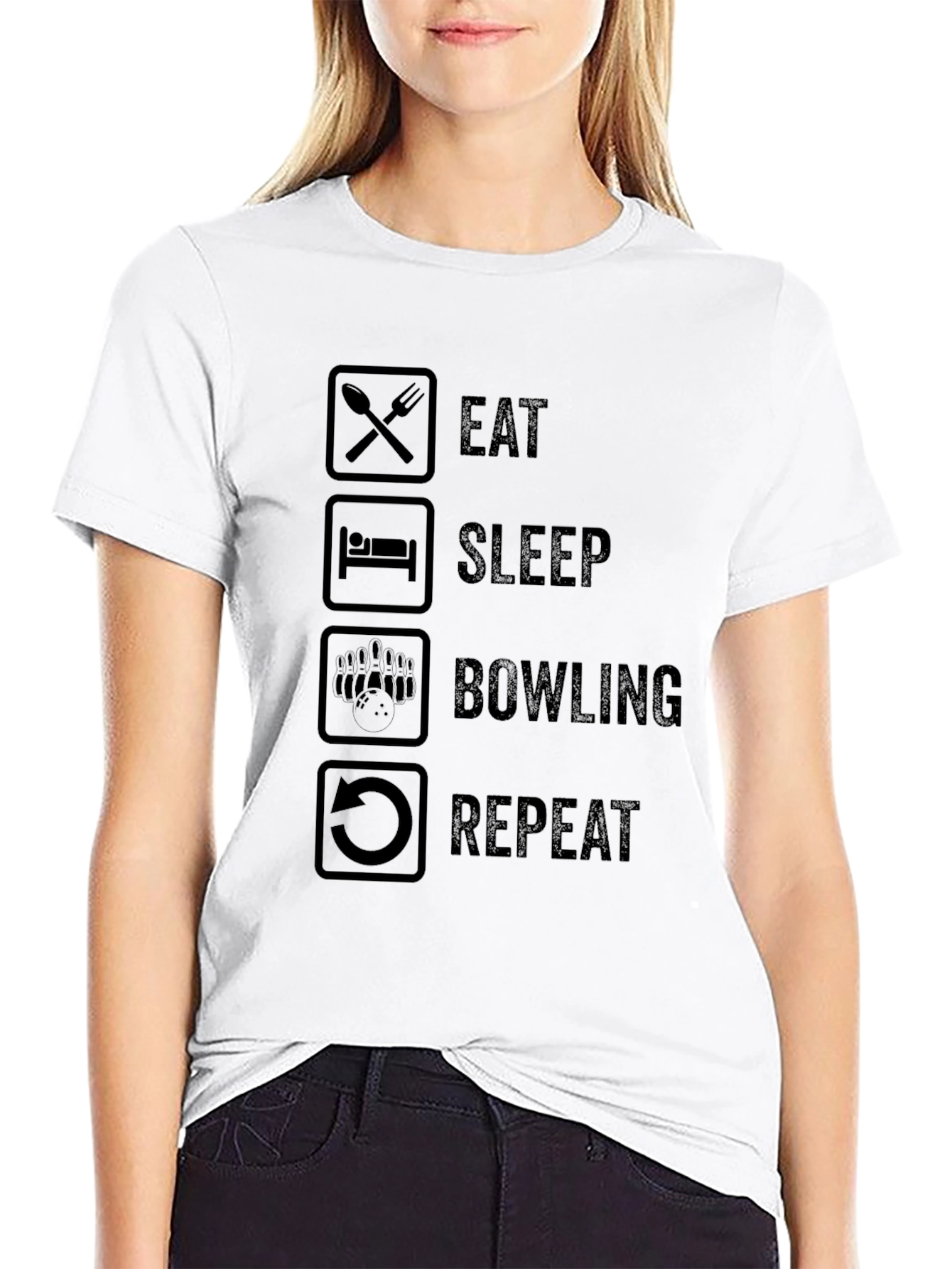 Eat Sleep Bowling Repeat Graphic Tee