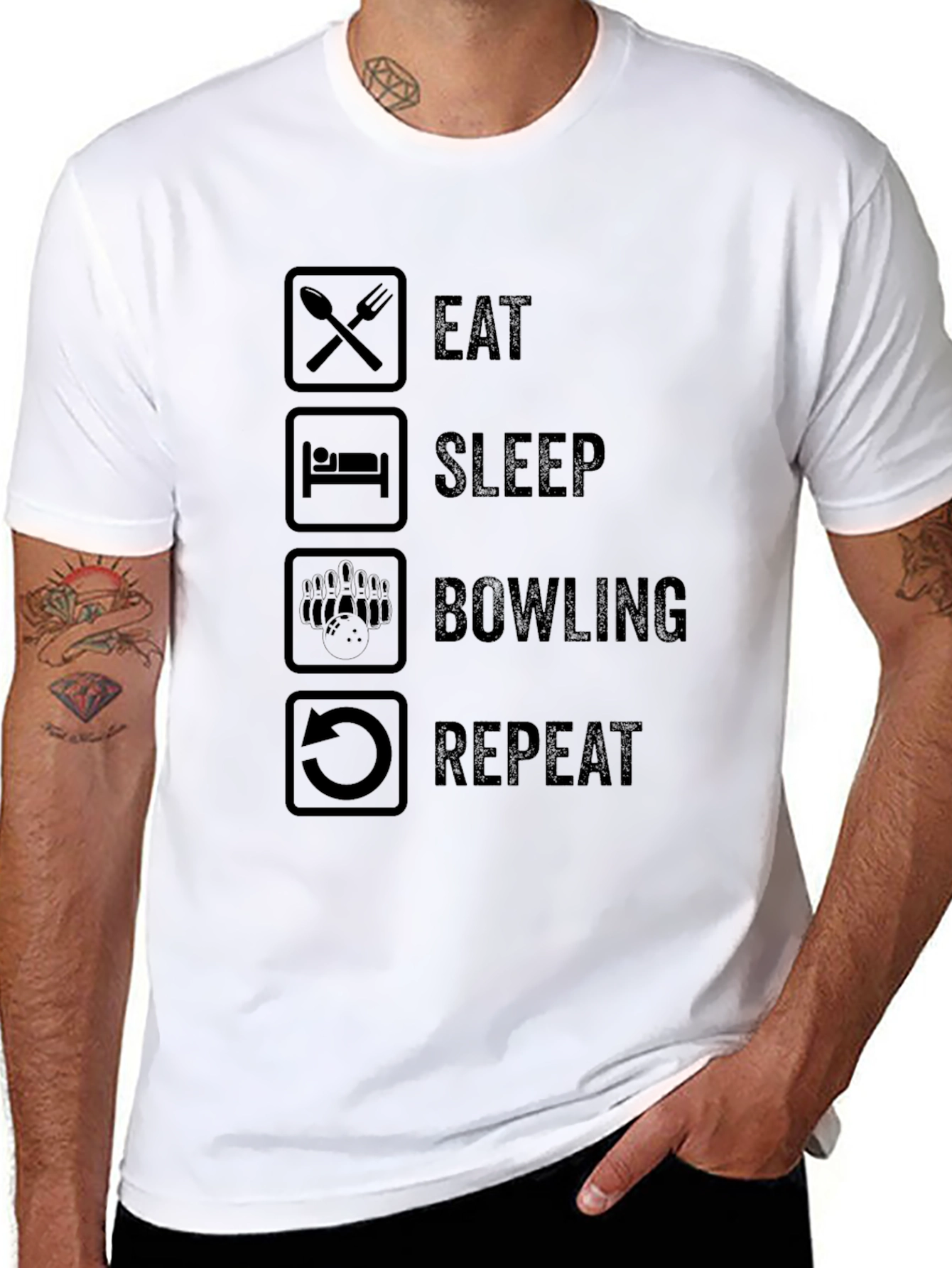 Eat Sleep Bowling Repeat Graphic Tee