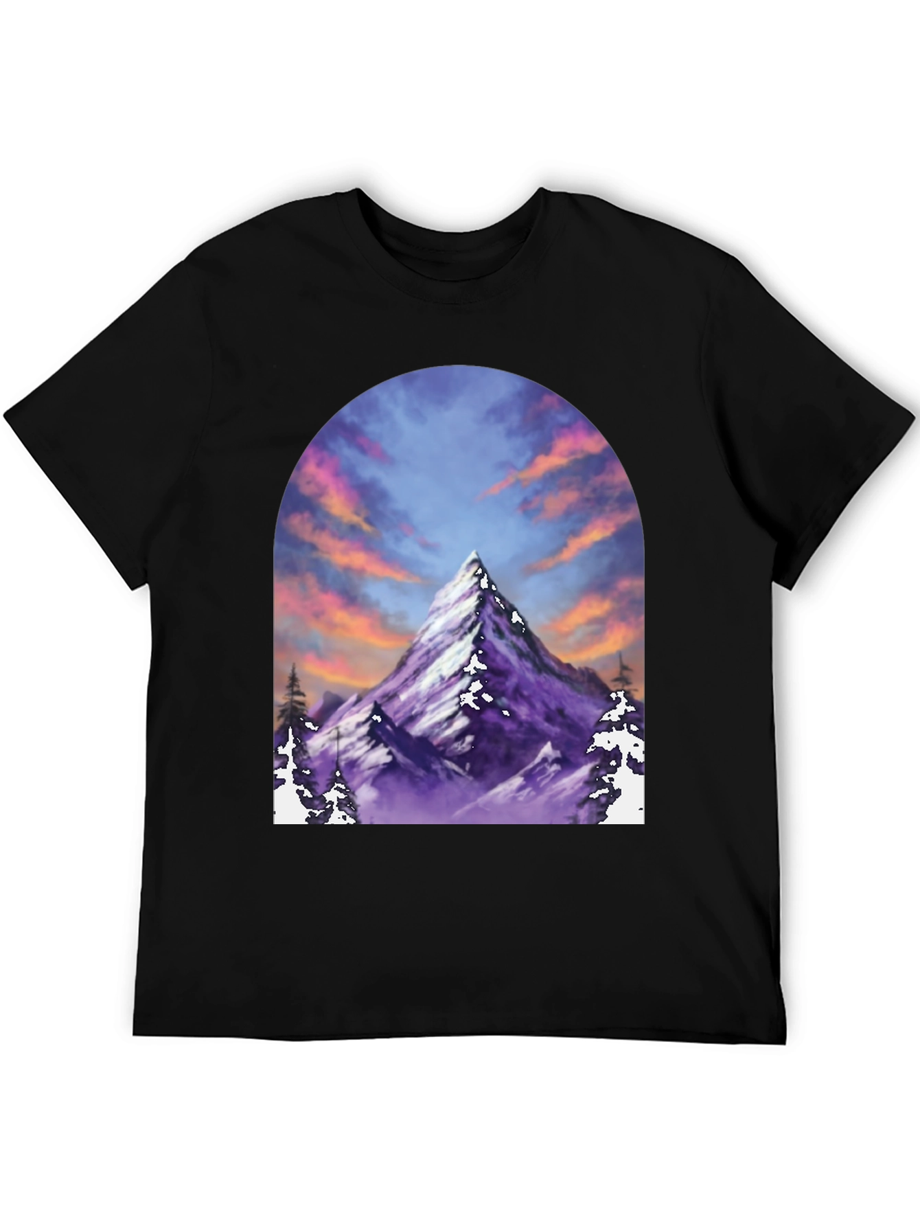 Mountain Peak T-Shirt - Black Short Sleeve Tee