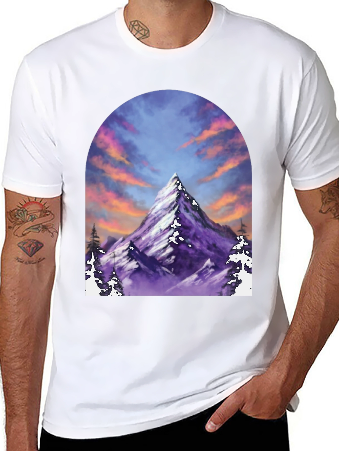 Mountain Peak T-Shirt - Black Short Sleeve Tee