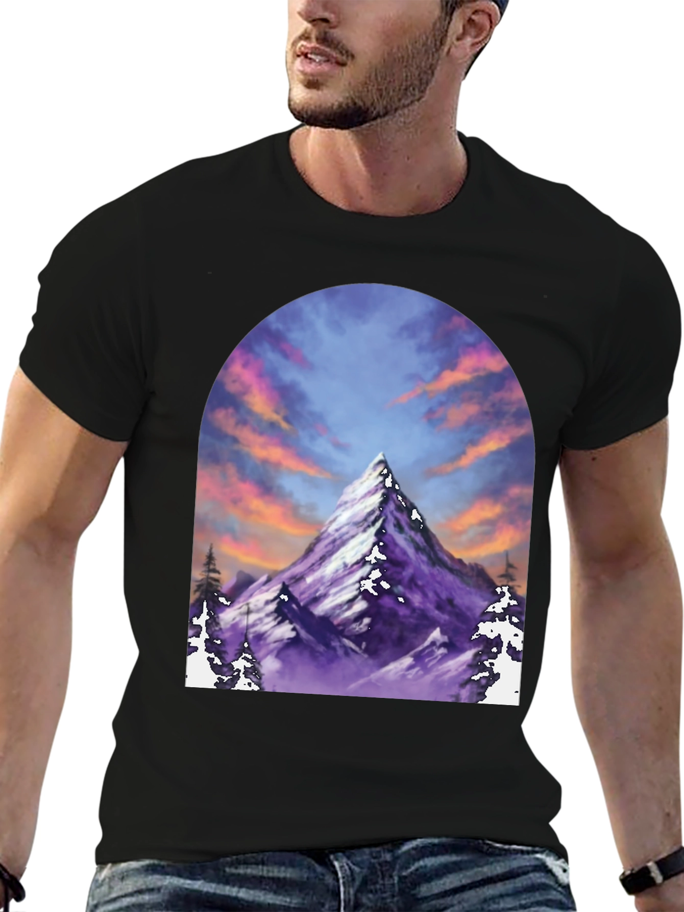 Mountain Peak T-Shirt - Black Short Sleeve Tee
