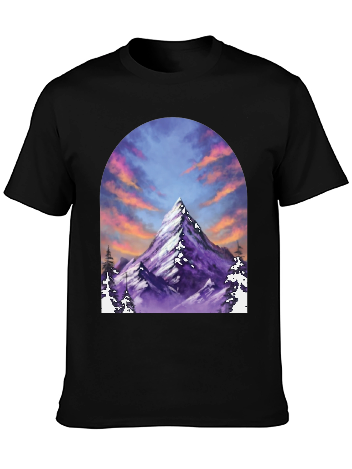 Mountain Peak T-Shirt - Black Short Sleeve Tee