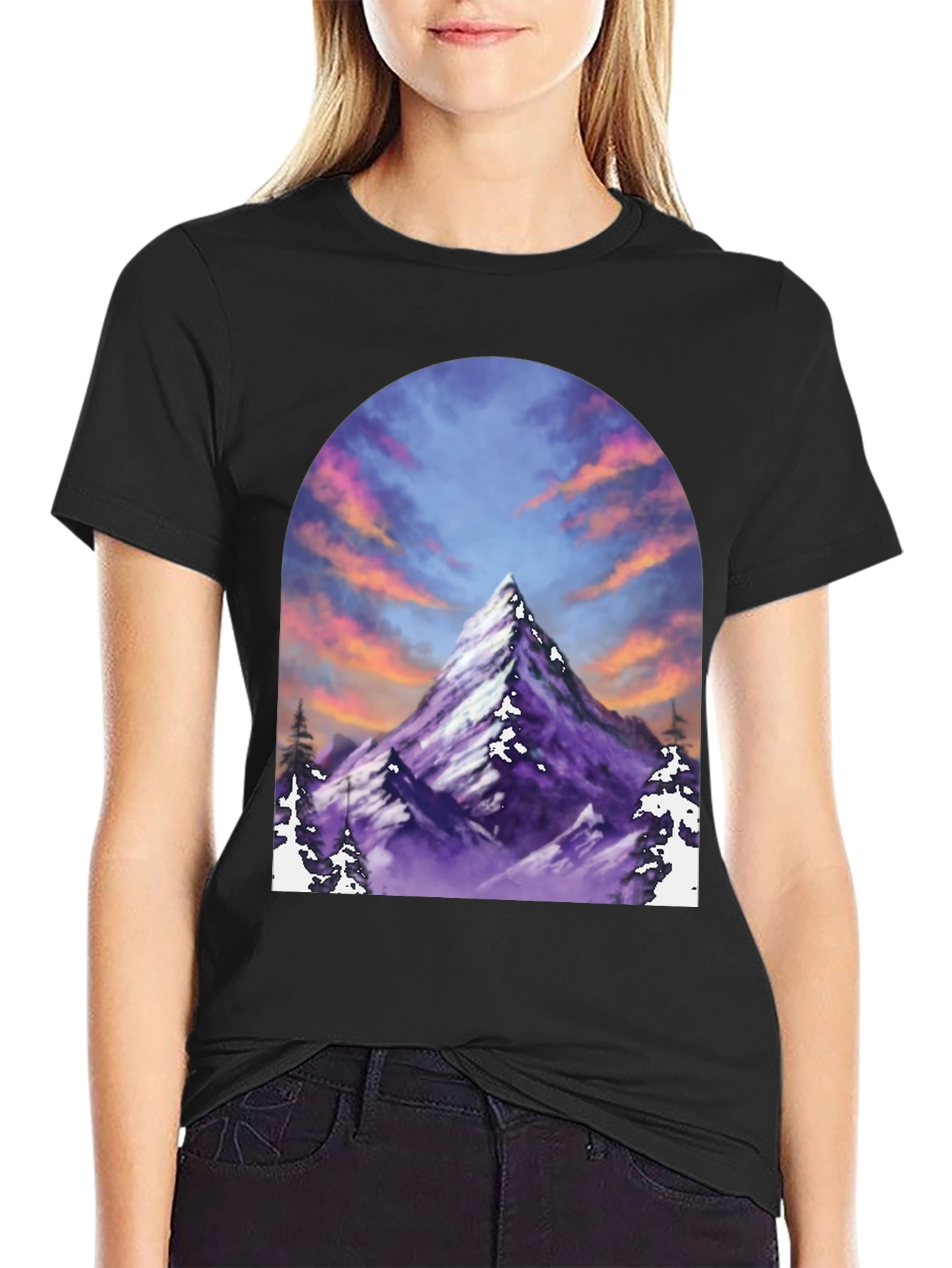 Mountain Peak T-Shirt - Black Short Sleeve Tee