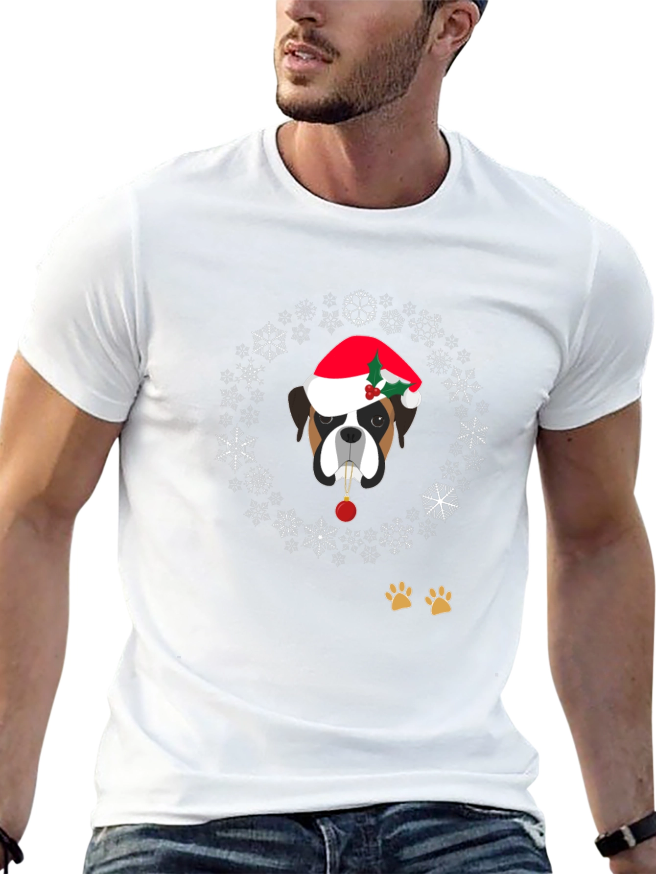 Holiday Dog Graphic Tee - Christmas Boxer Dog T-Shirt