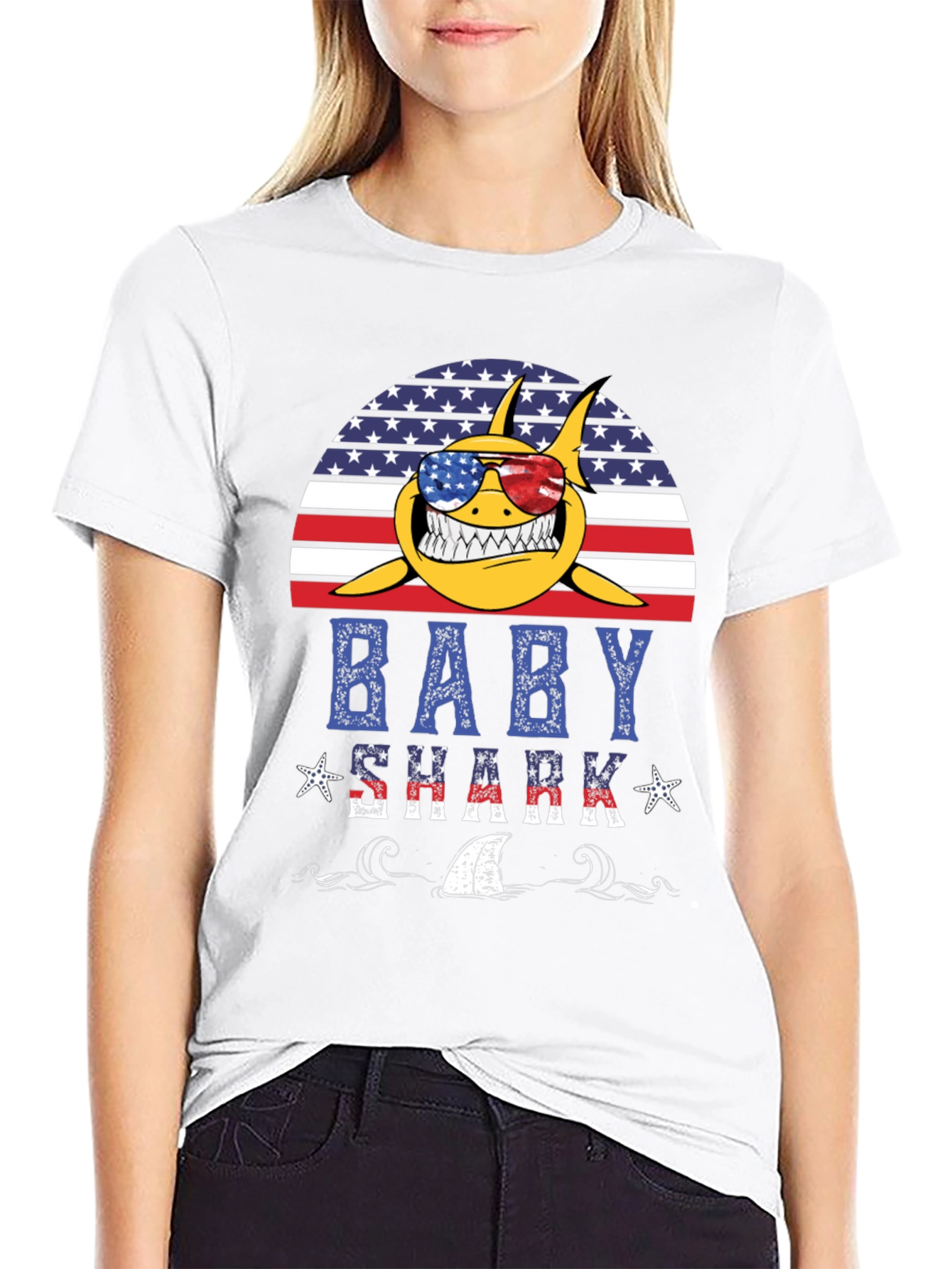 Patriotic Baby Shark Graphic Tee