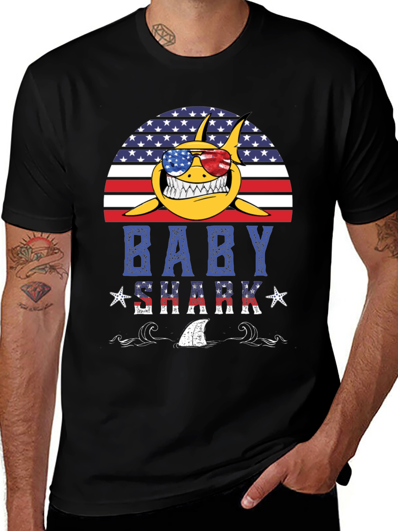 Patriotic Baby Shark Graphic Tee