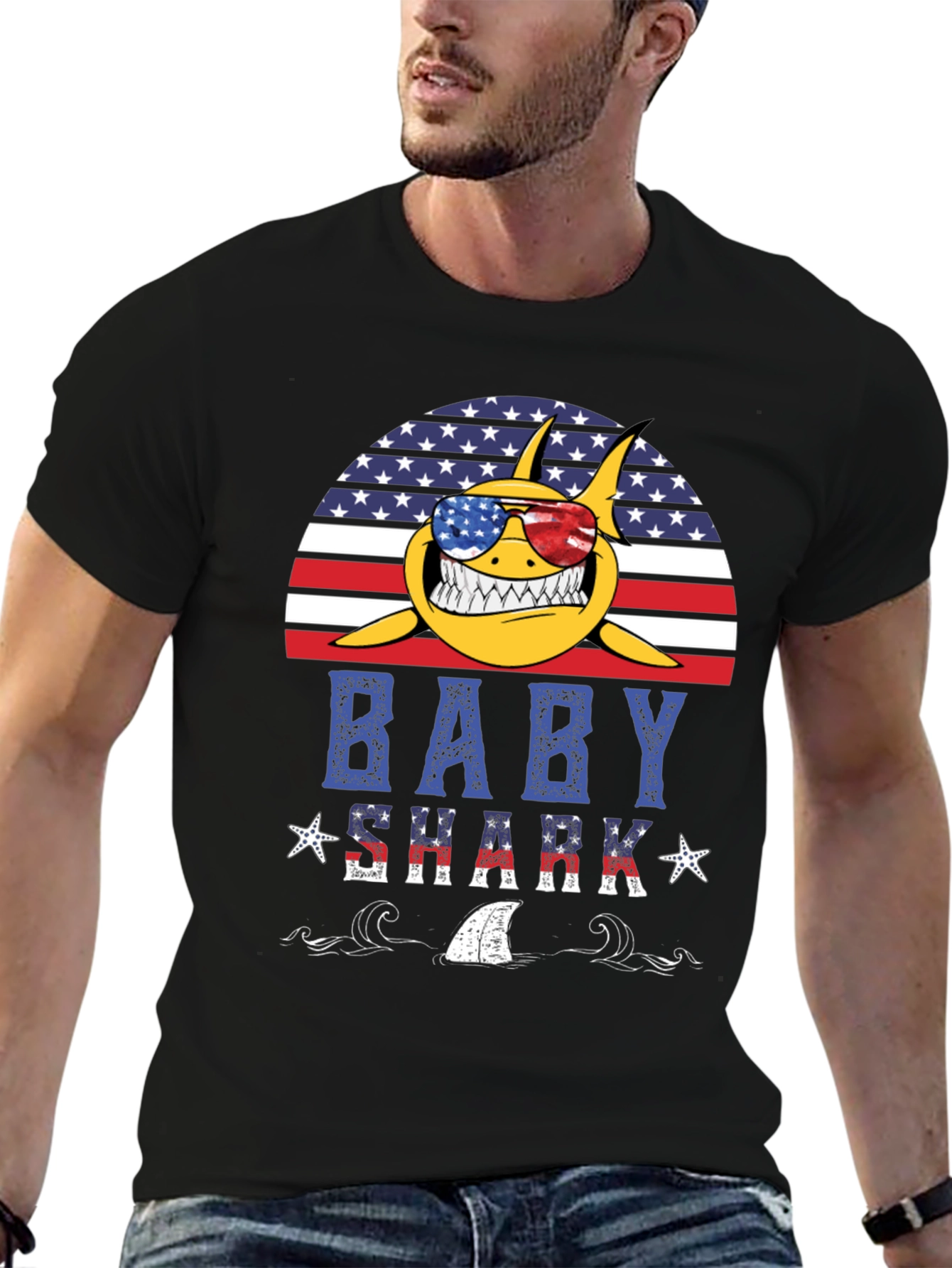 Patriotic Baby Shark Graphic Tee