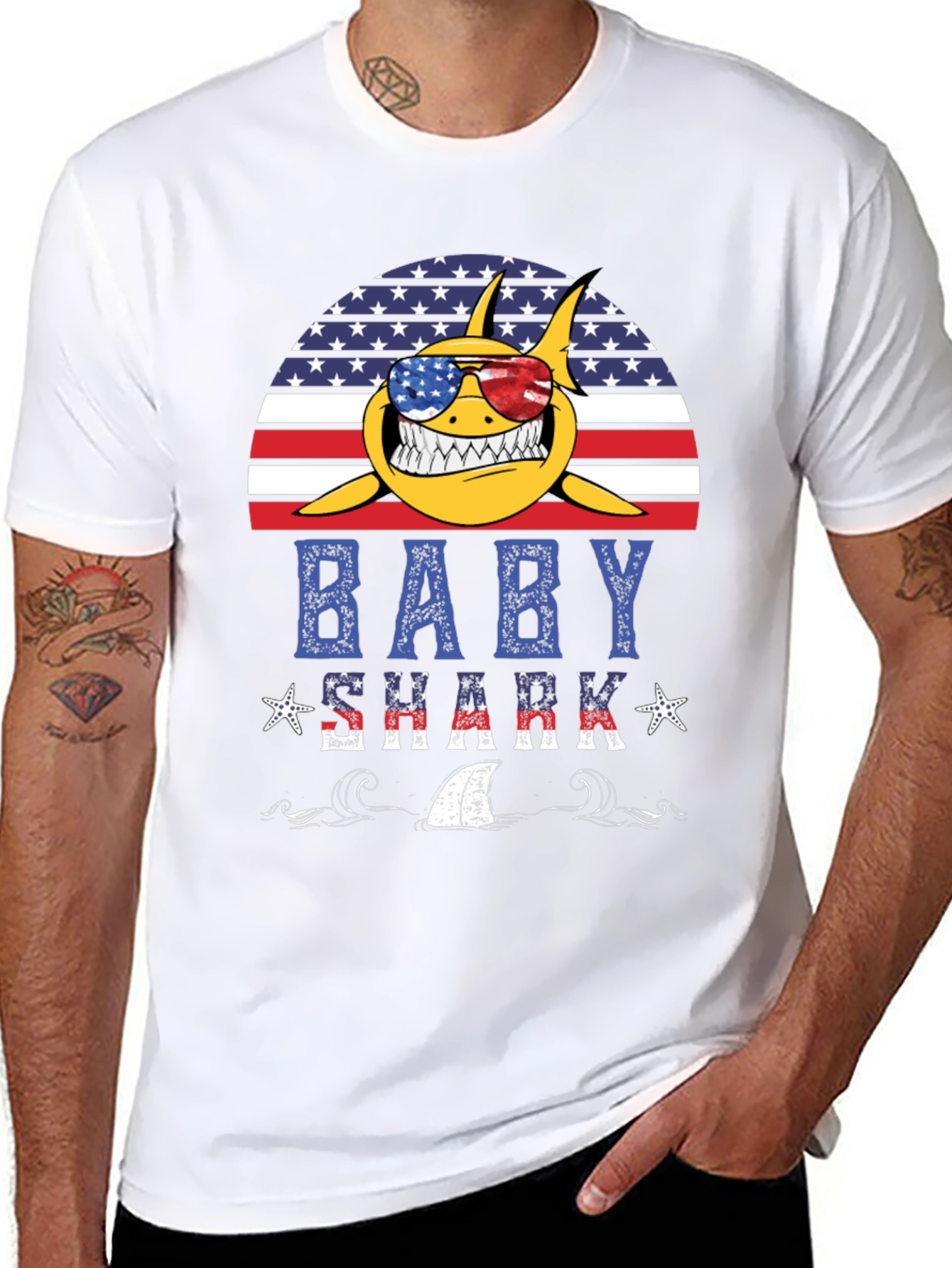 Patriotic Baby Shark Graphic Tee